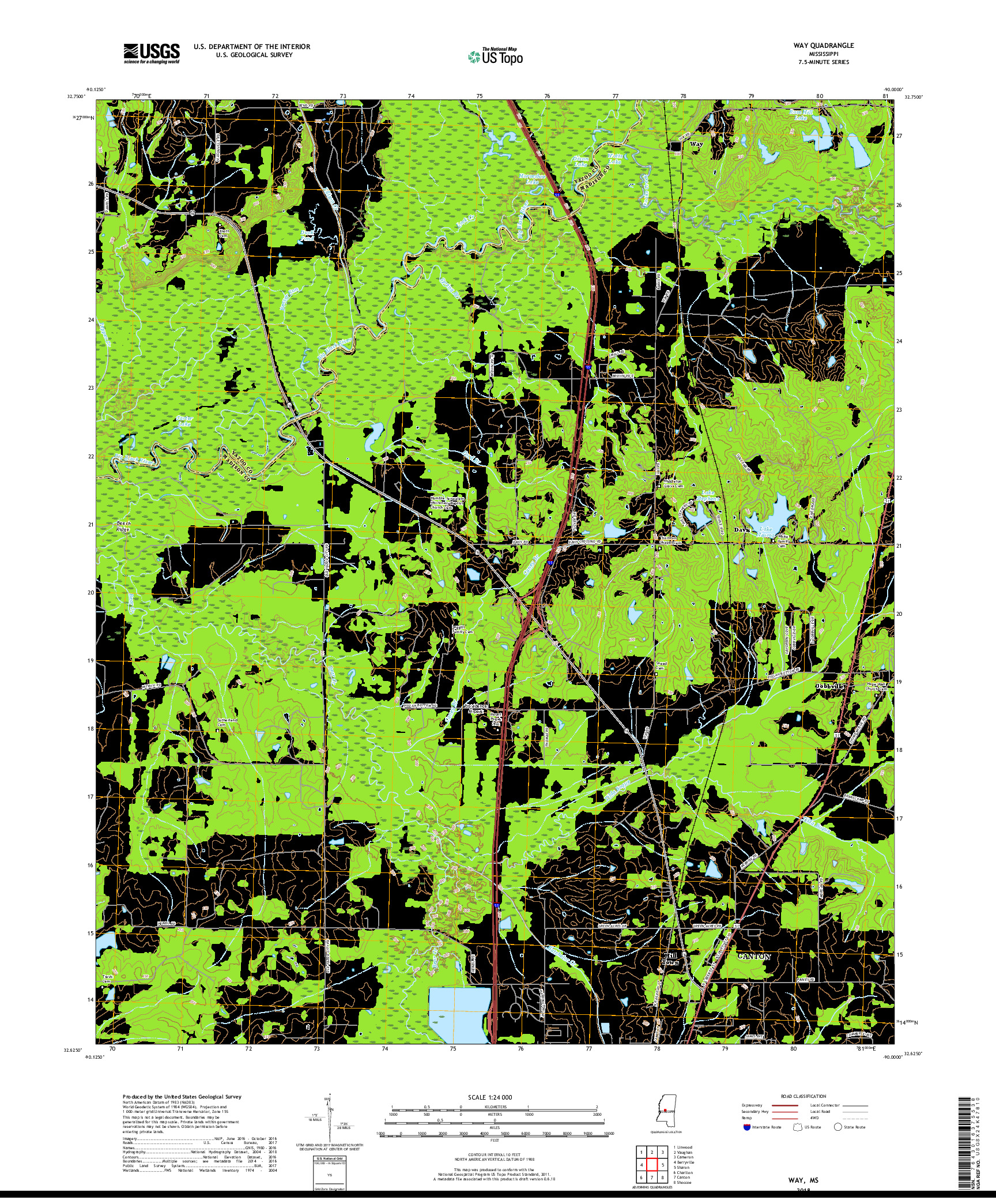 USGS US TOPO 7.5-MINUTE MAP FOR WAY, MS 2018