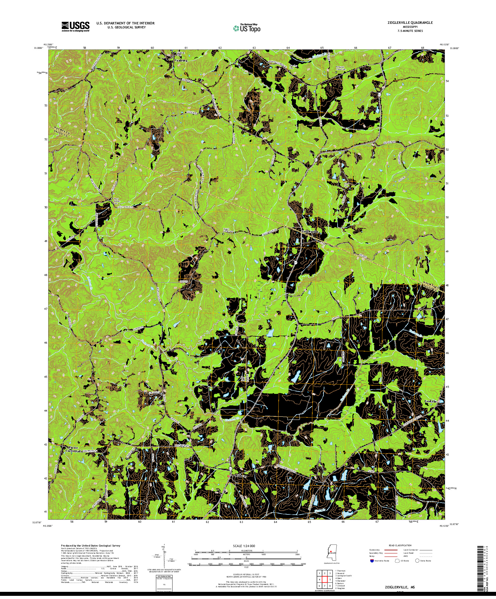 USGS US TOPO 7.5-MINUTE MAP FOR ZEIGLERVILLE, MS 2018