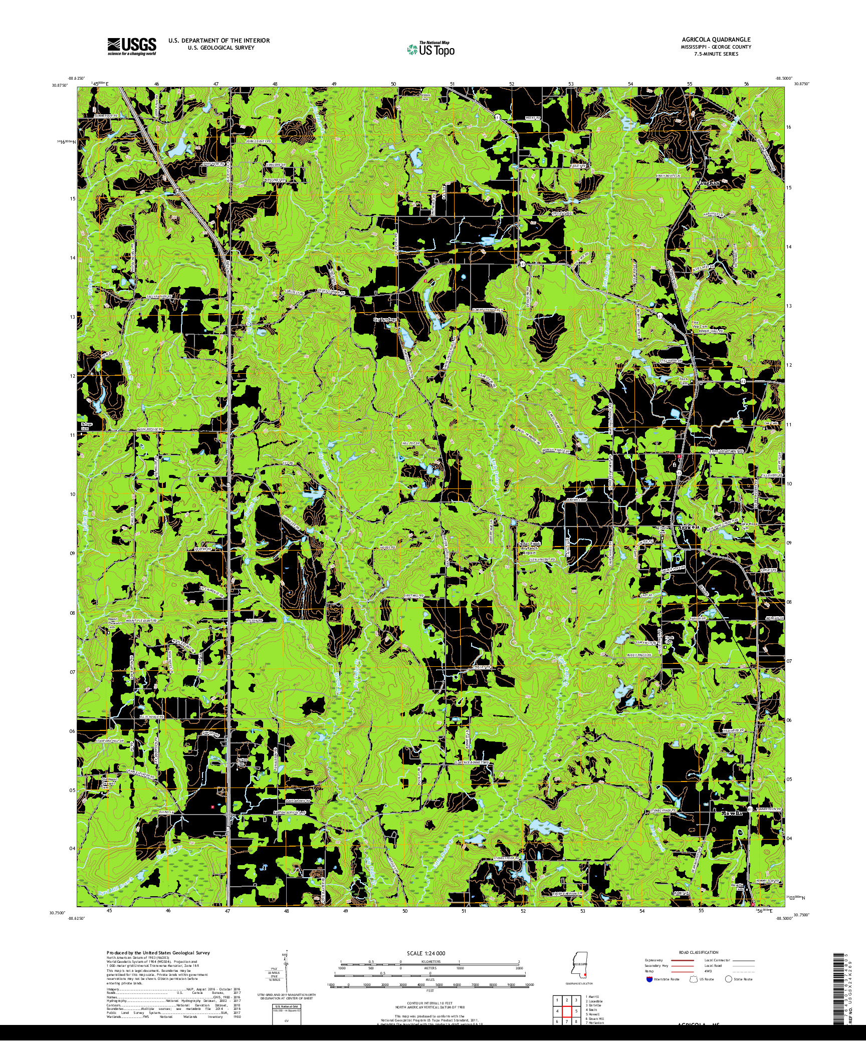 USGS US TOPO 7.5-MINUTE MAP FOR AGRICOLA, MS 2018