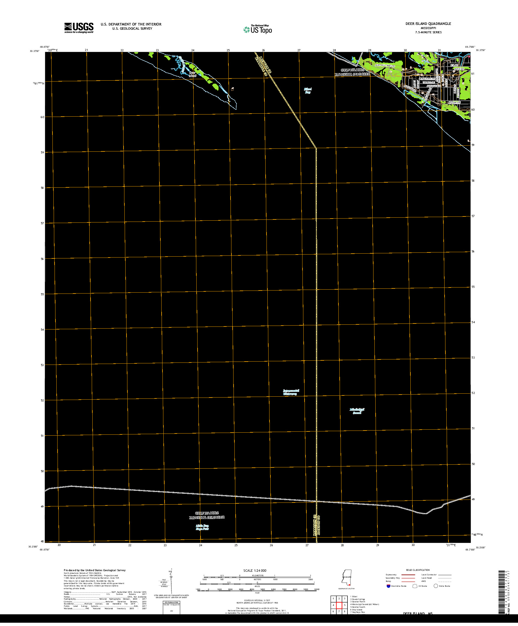 USGS US TOPO 7.5-MINUTE MAP FOR DEER ISLAND, MS 2018