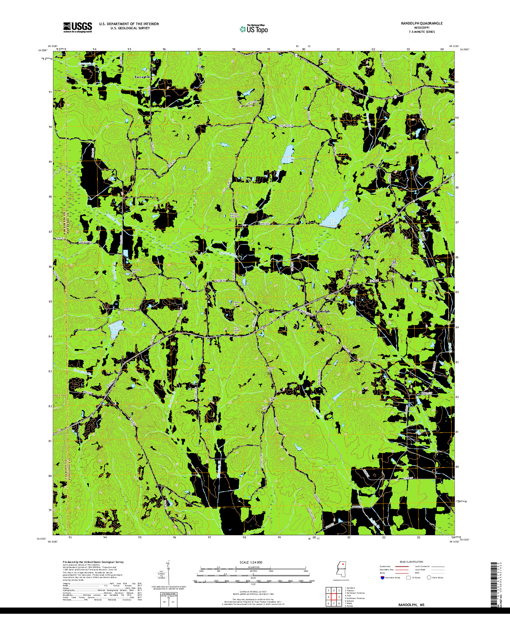 USGS US TOPO 7.5-MINUTE MAP FOR RANDOLPH, MS 2018