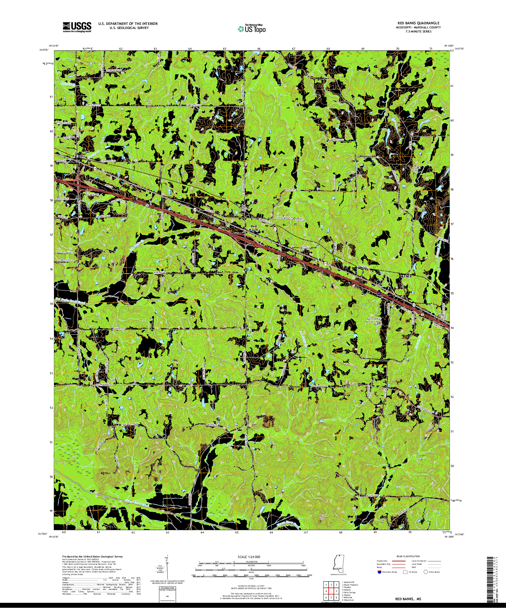 USGS US TOPO 7.5-MINUTE MAP FOR RED BANKS, MS 2018