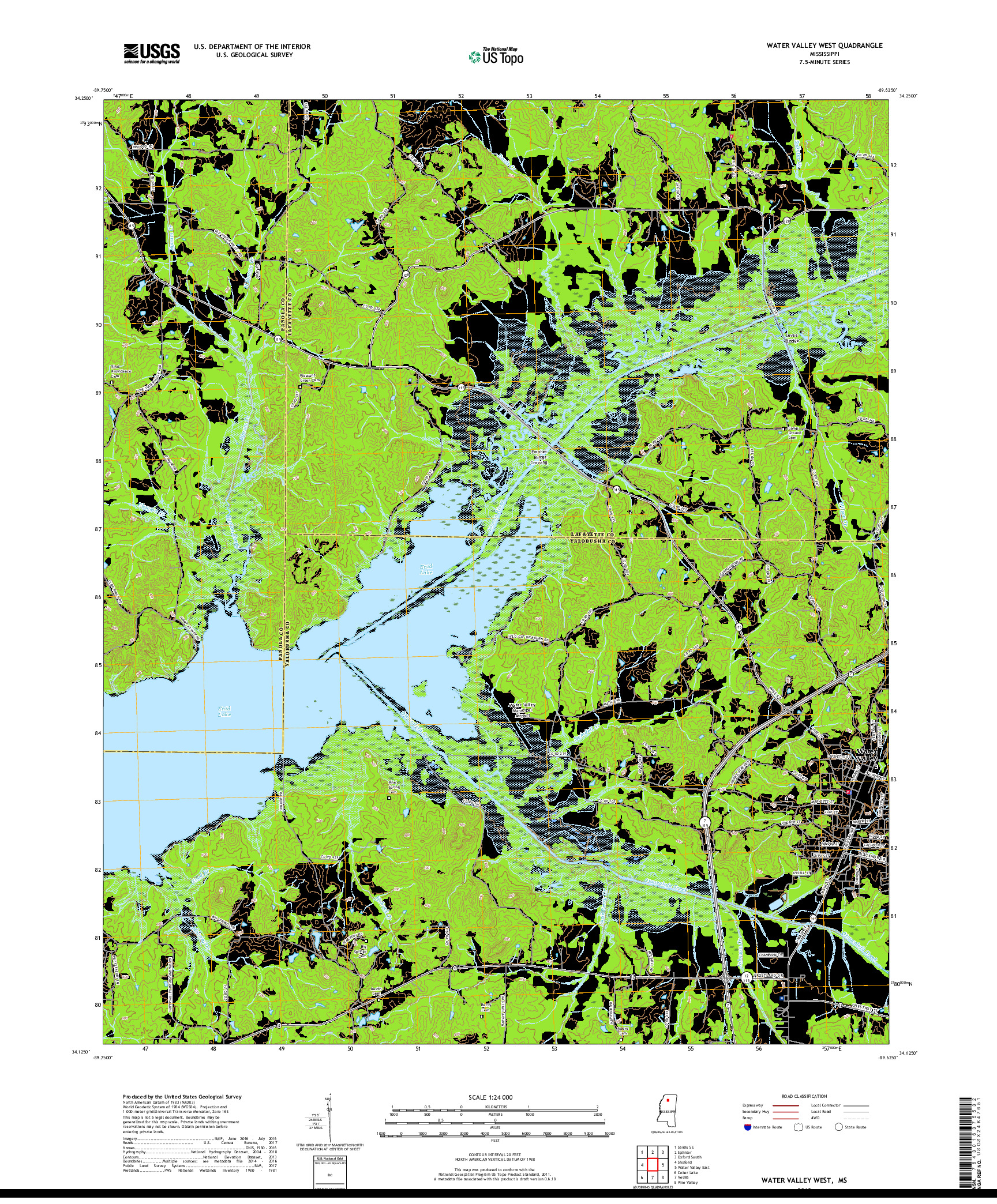 USGS US TOPO 7.5-MINUTE MAP FOR WATER VALLEY WEST, MS 2018