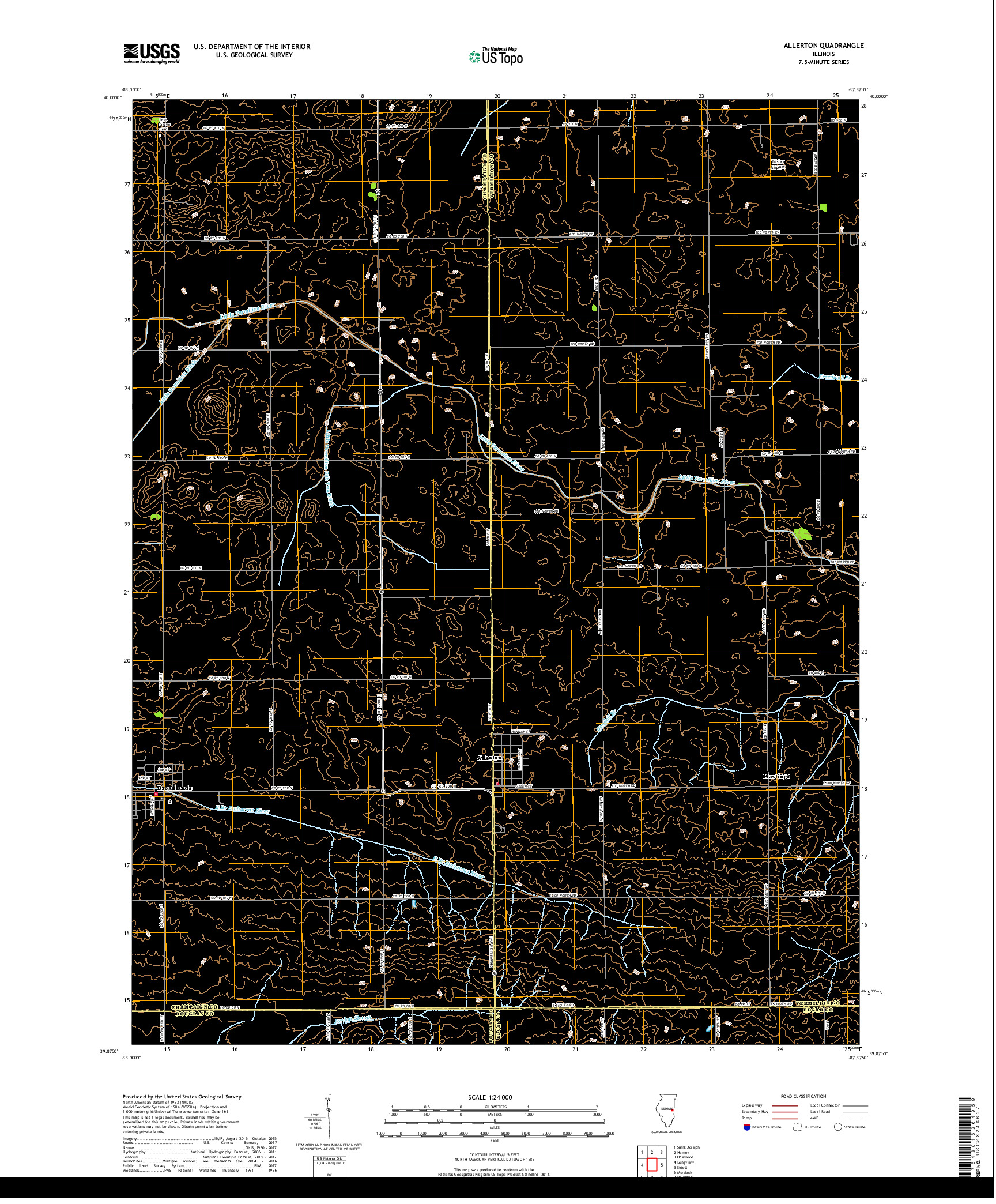 USGS US TOPO 7.5-MINUTE MAP FOR ALLERTON, IL 2018