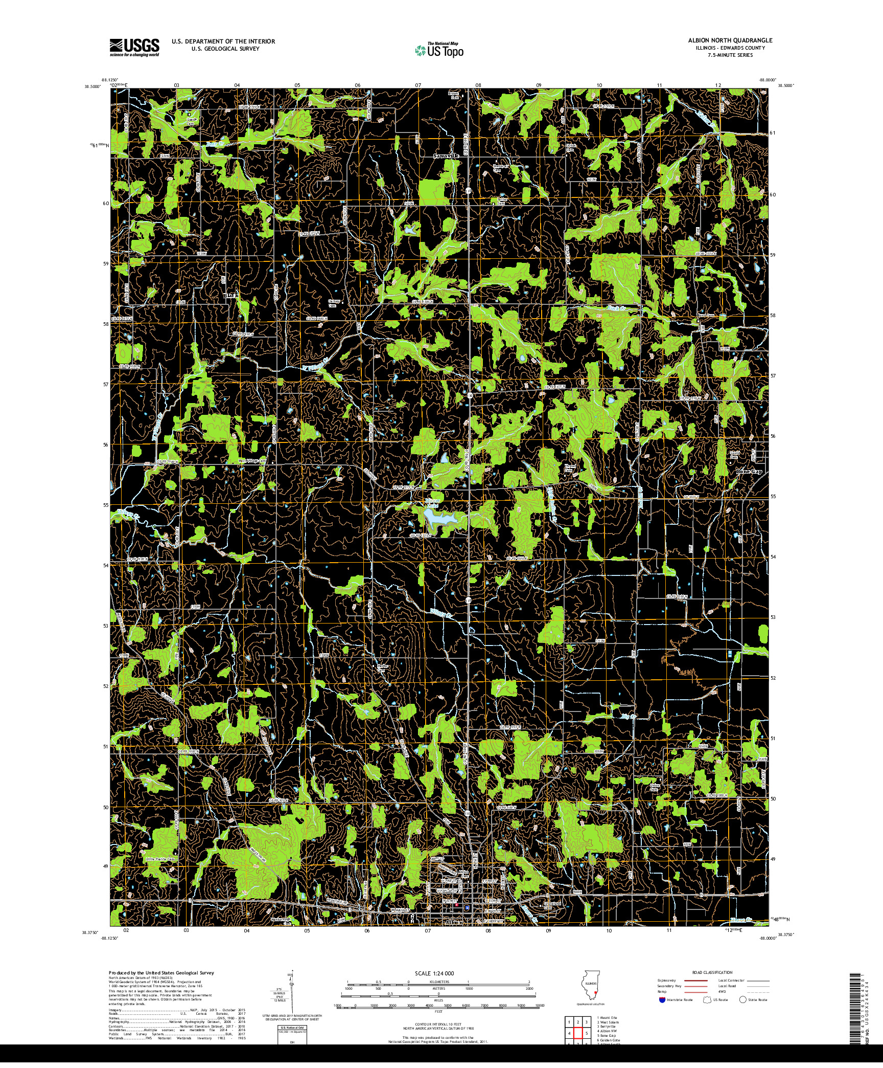 USGS US TOPO 7.5-MINUTE MAP FOR ALBION NORTH, IL 2018