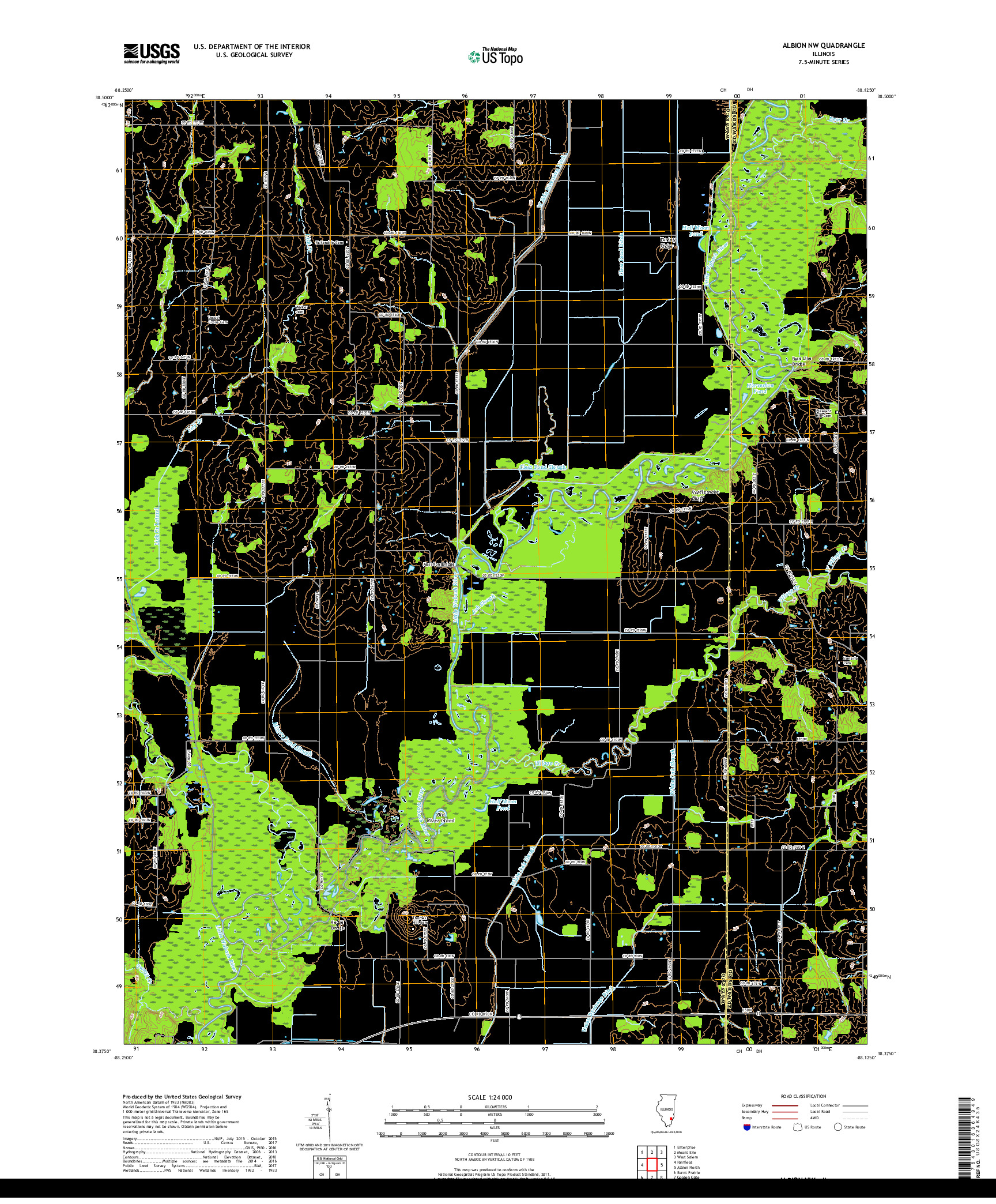 USGS US TOPO 7.5-MINUTE MAP FOR ALBION NW, IL 2018