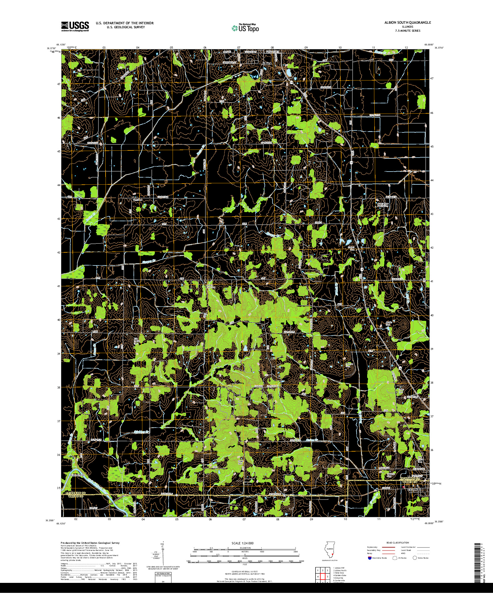 USGS US TOPO 7.5-MINUTE MAP FOR ALBION SOUTH, IL 2018