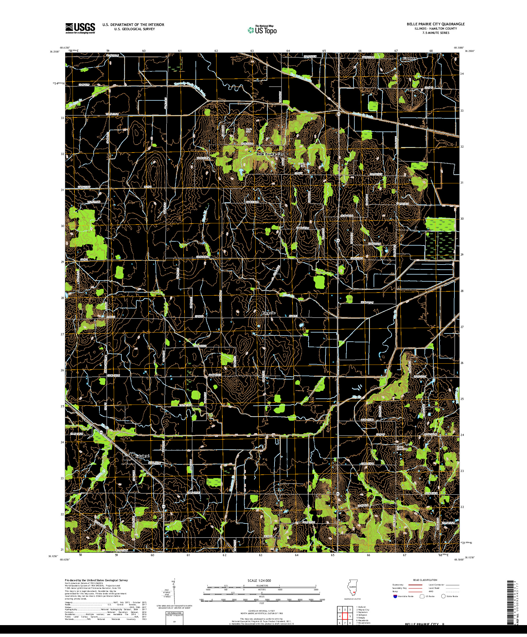 USGS US TOPO 7.5-MINUTE MAP FOR BELLE PRAIRIE CITY, IL 2018