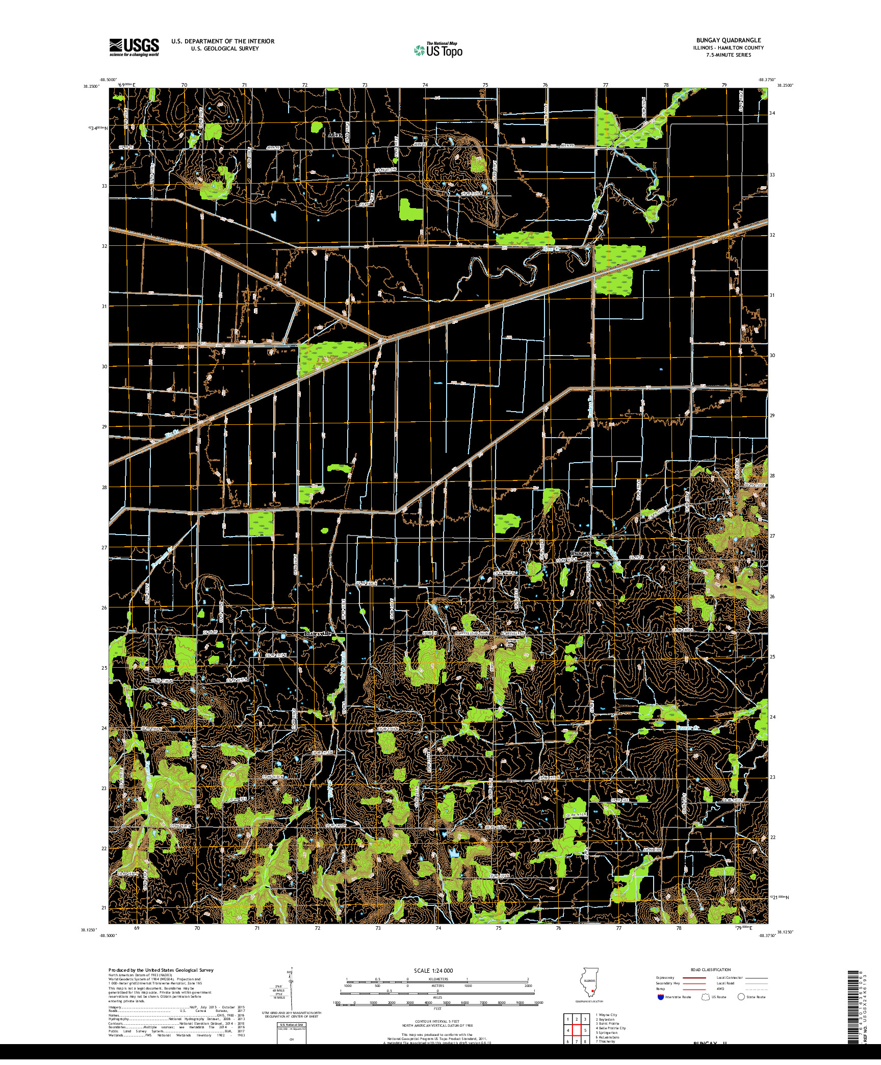 USGS US TOPO 7.5-MINUTE MAP FOR BUNGAY, IL 2018