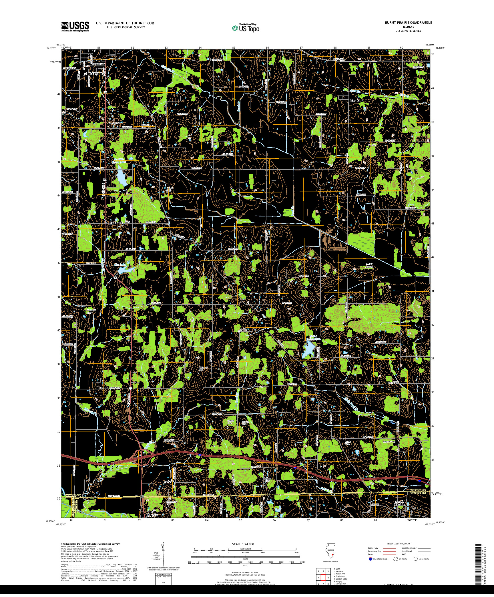 USGS US TOPO 7.5-MINUTE MAP FOR BURNT PRAIRIE, IL 2018