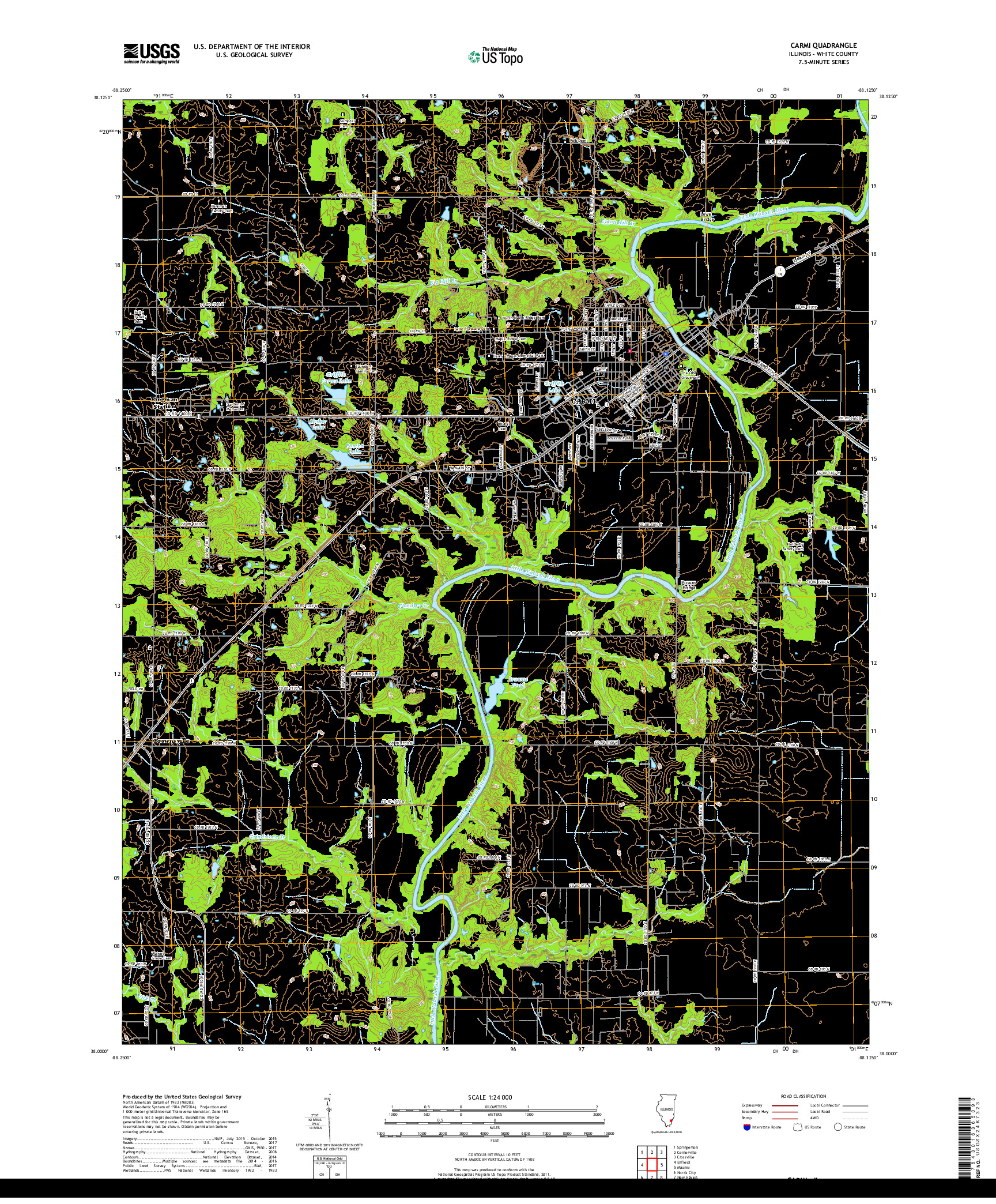 USGS US TOPO 7.5-MINUTE MAP FOR CARMI, IL 2018