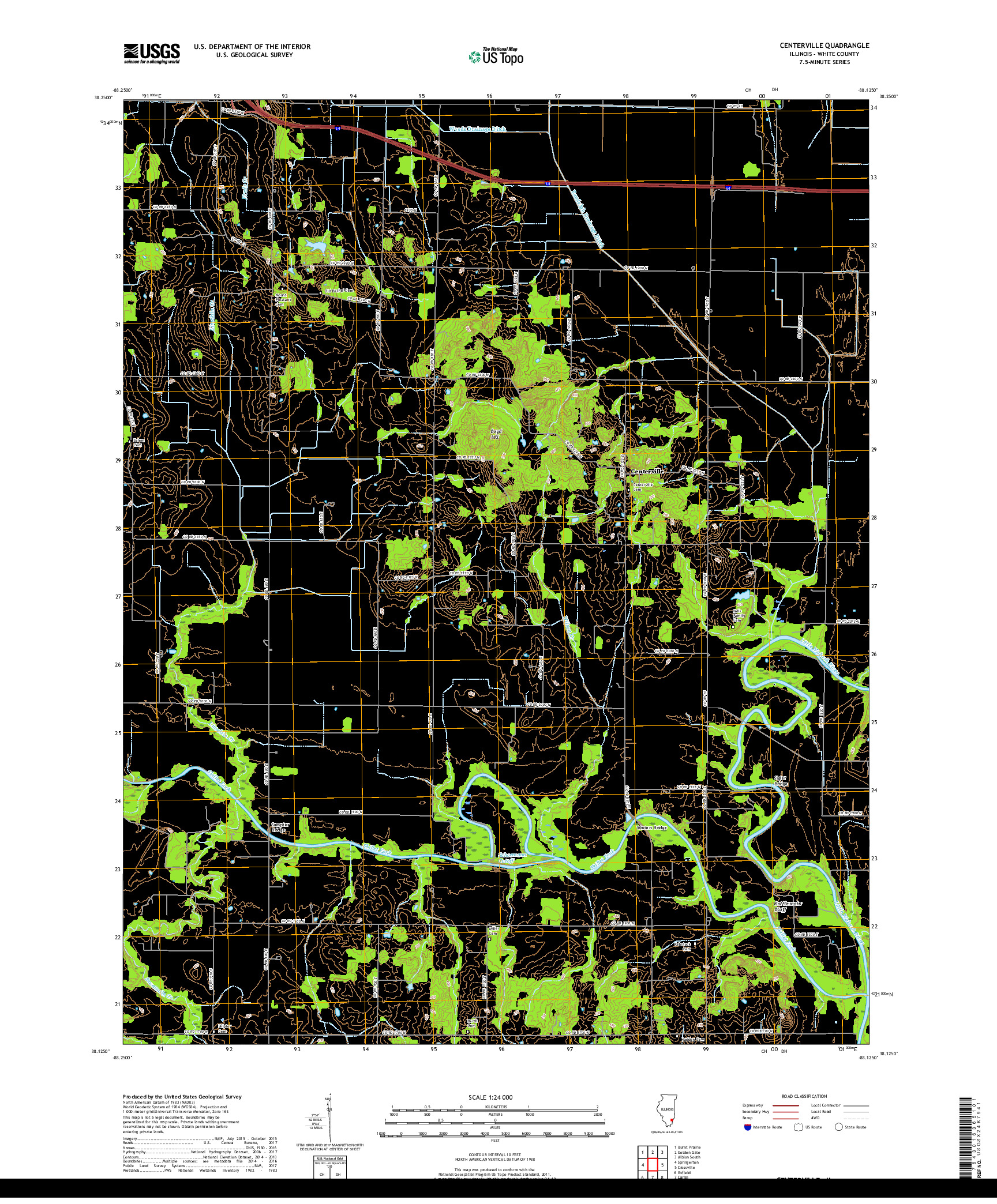 USGS US TOPO 7.5-MINUTE MAP FOR CENTERVILLE, IL 2018