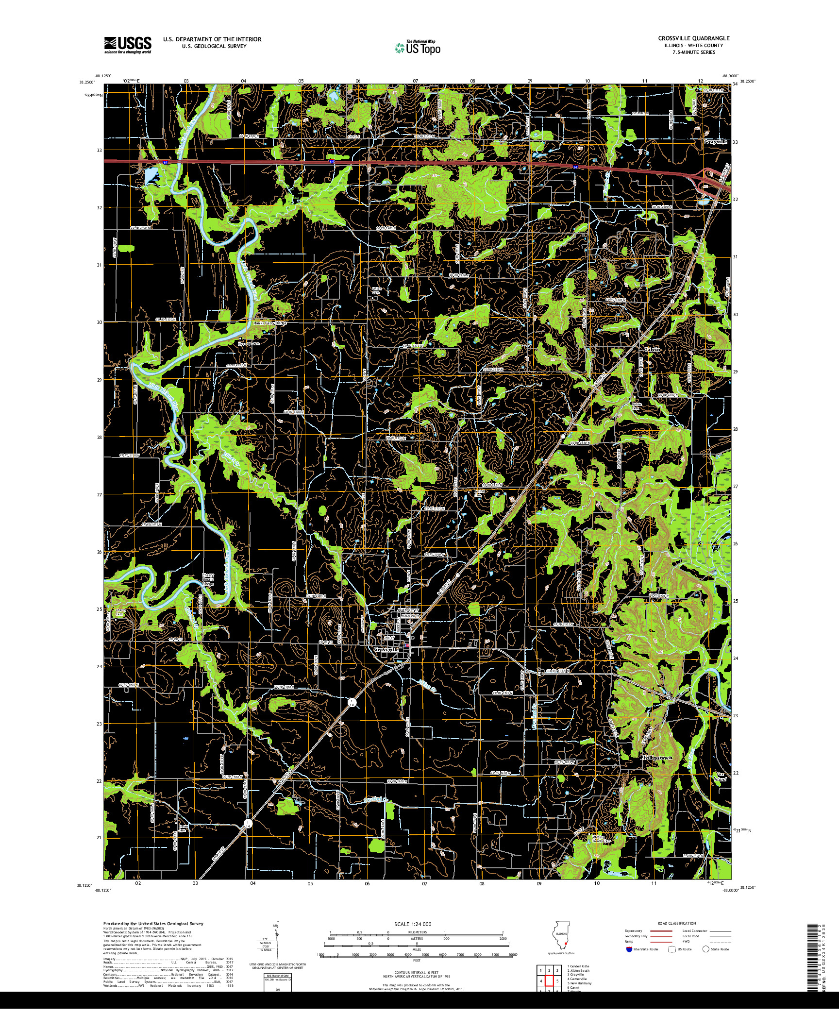 USGS US TOPO 7.5-MINUTE MAP FOR CROSSVILLE, IL 2018