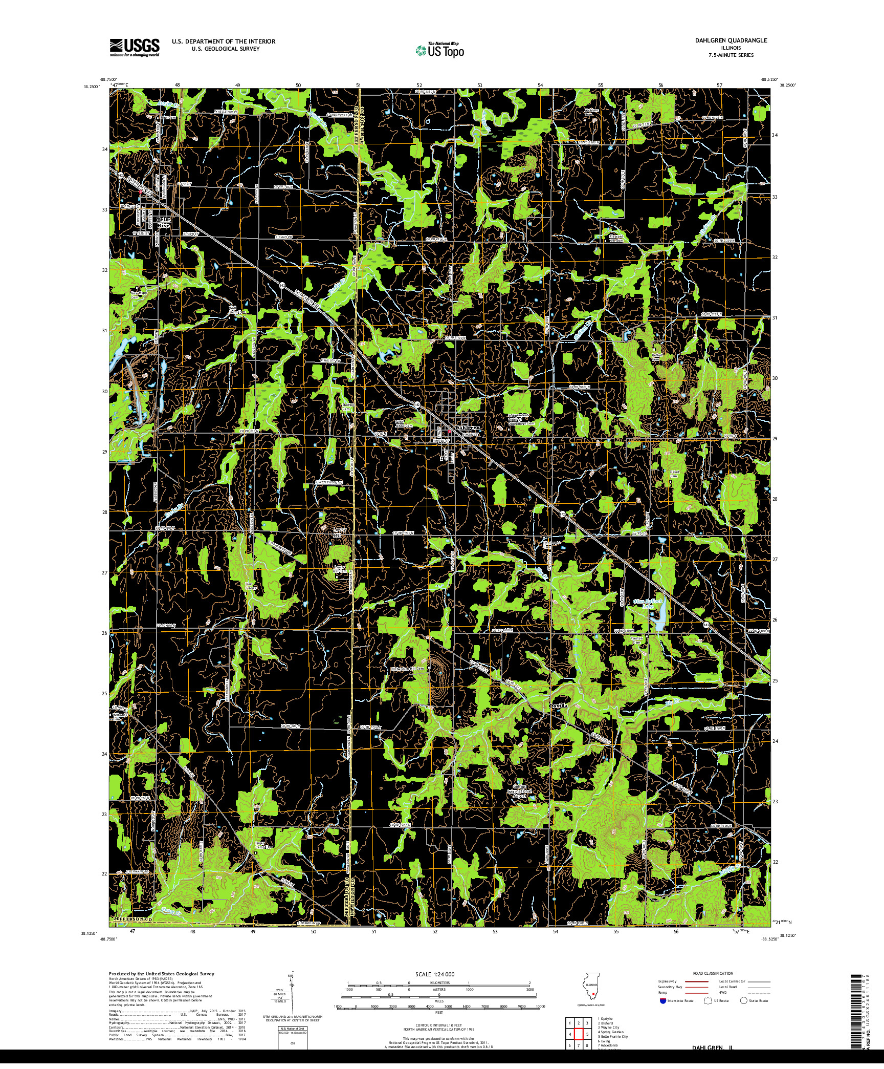 USGS US TOPO 7.5-MINUTE MAP FOR DAHLGREN, IL 2018