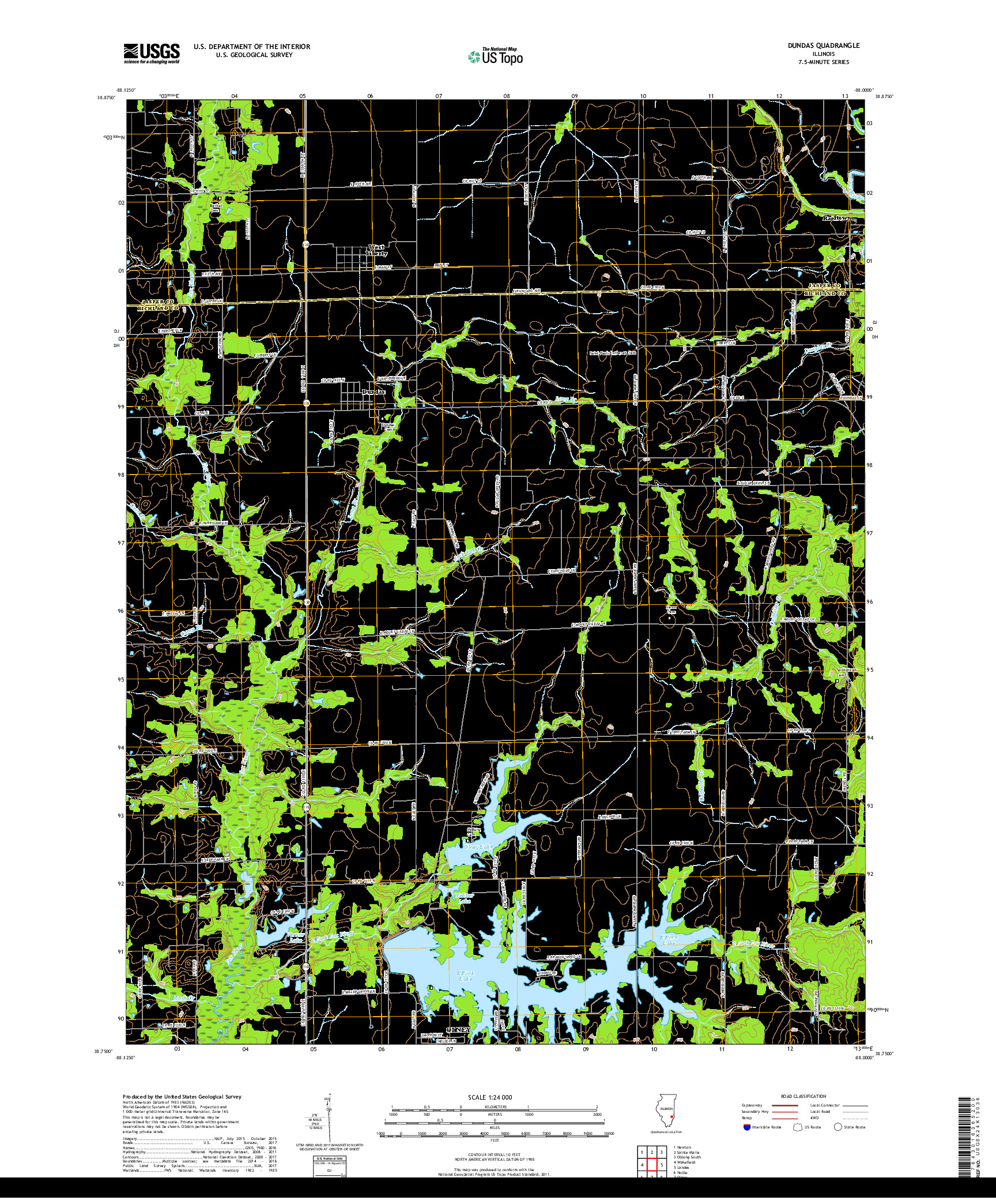 USGS US TOPO 7.5-MINUTE MAP FOR DUNDAS, IL 2018