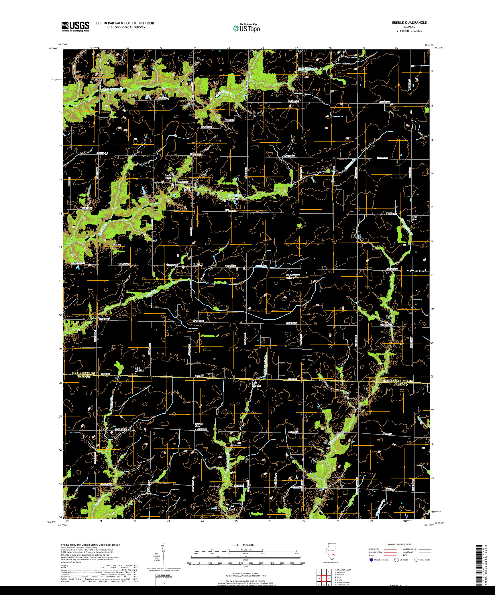 USGS US TOPO 7.5-MINUTE MAP FOR EBERLE, IL 2018