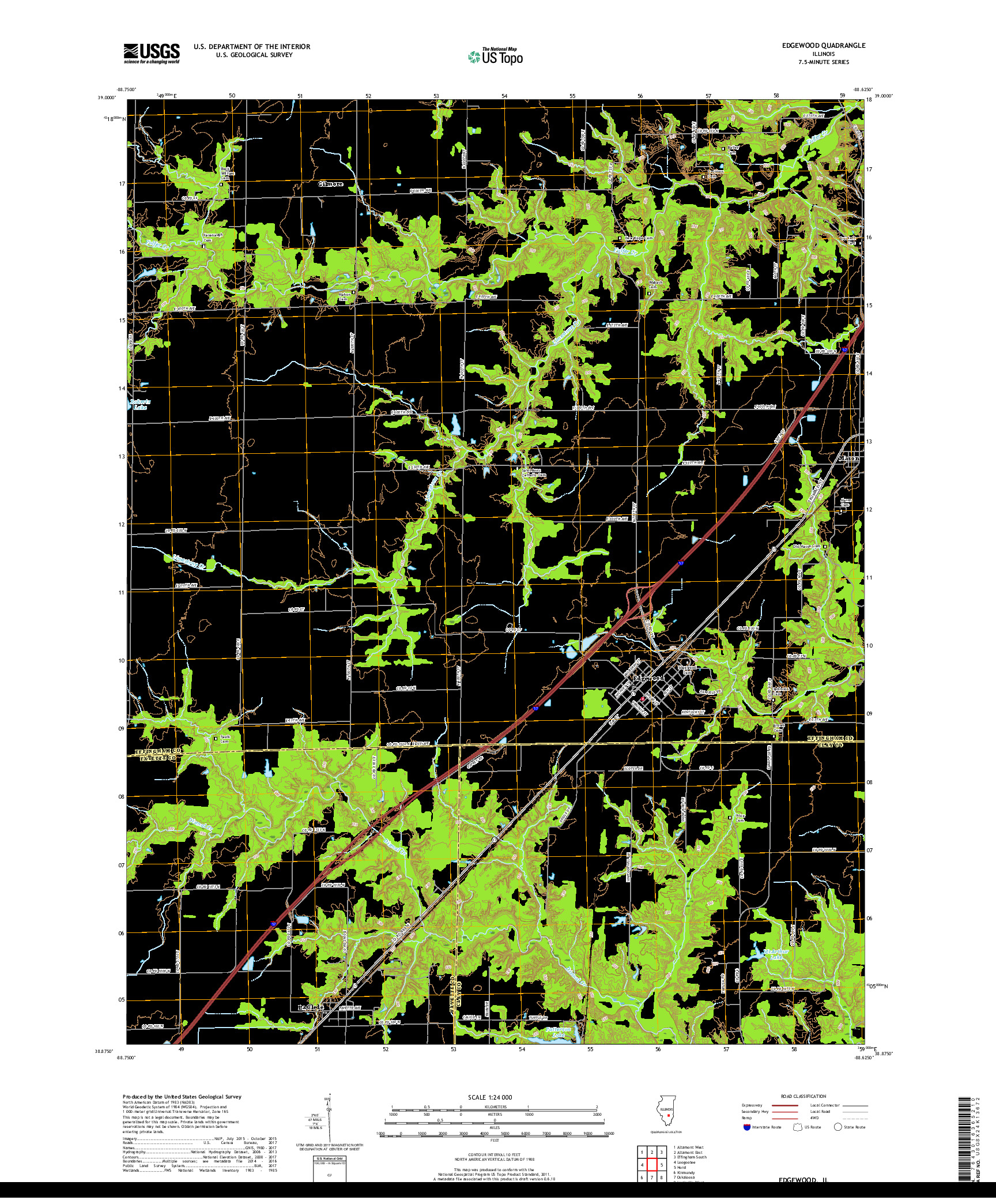 USGS US TOPO 7.5-MINUTE MAP FOR EDGEWOOD, IL 2018