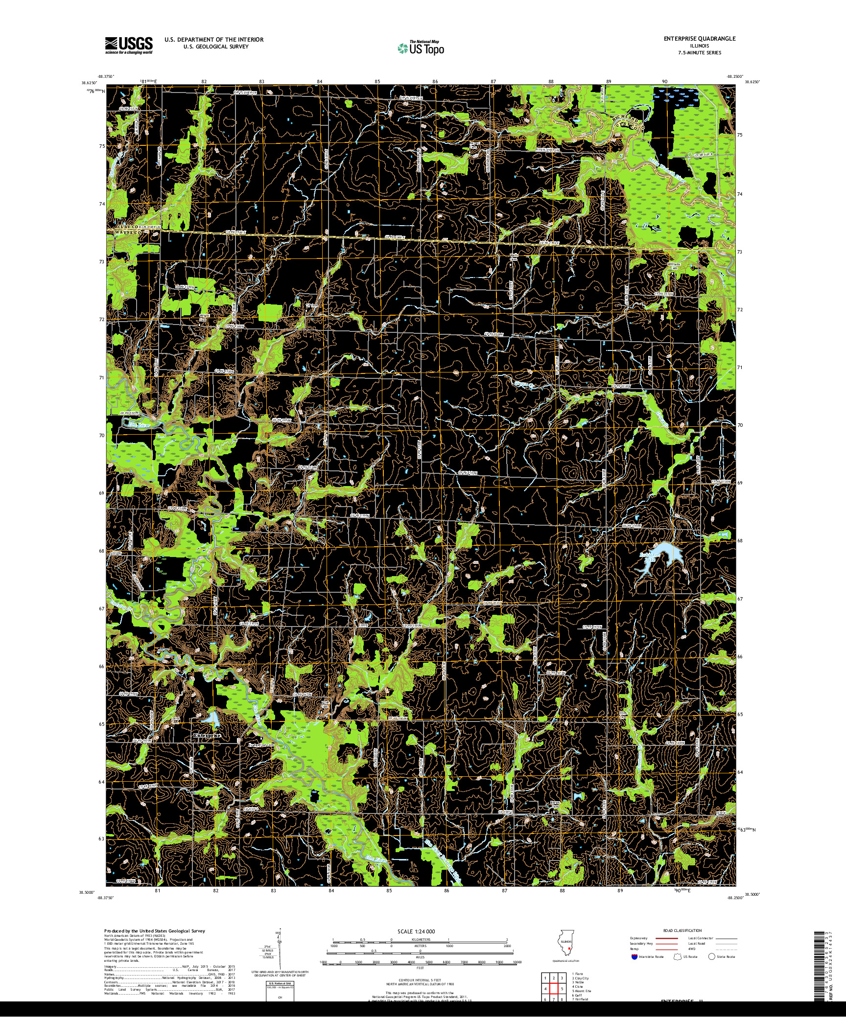 USGS US TOPO 7.5-MINUTE MAP FOR ENTERPRISE, IL 2018