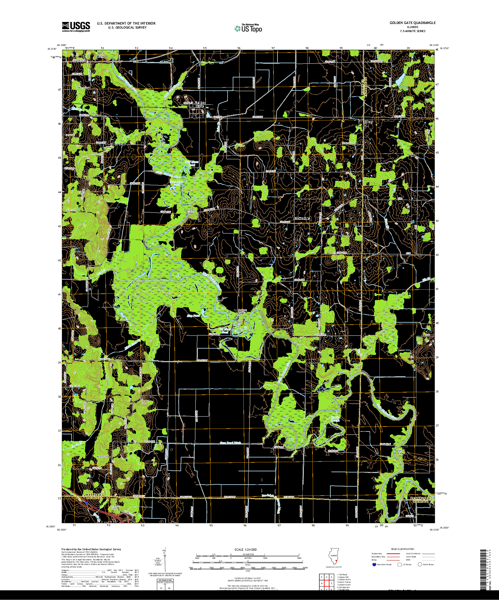 USGS US TOPO 7.5-MINUTE MAP FOR GOLDEN GATE, IL 2018