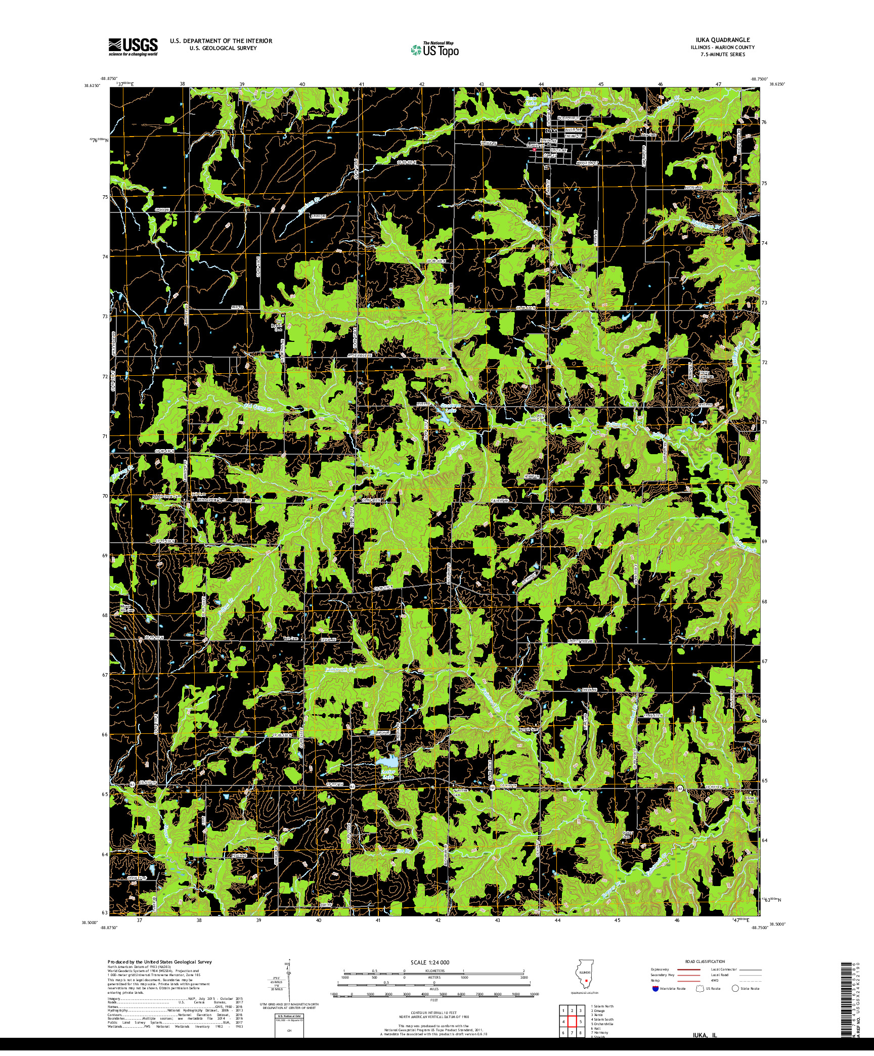 USGS US TOPO 7.5-MINUTE MAP FOR IUKA, IL 2018