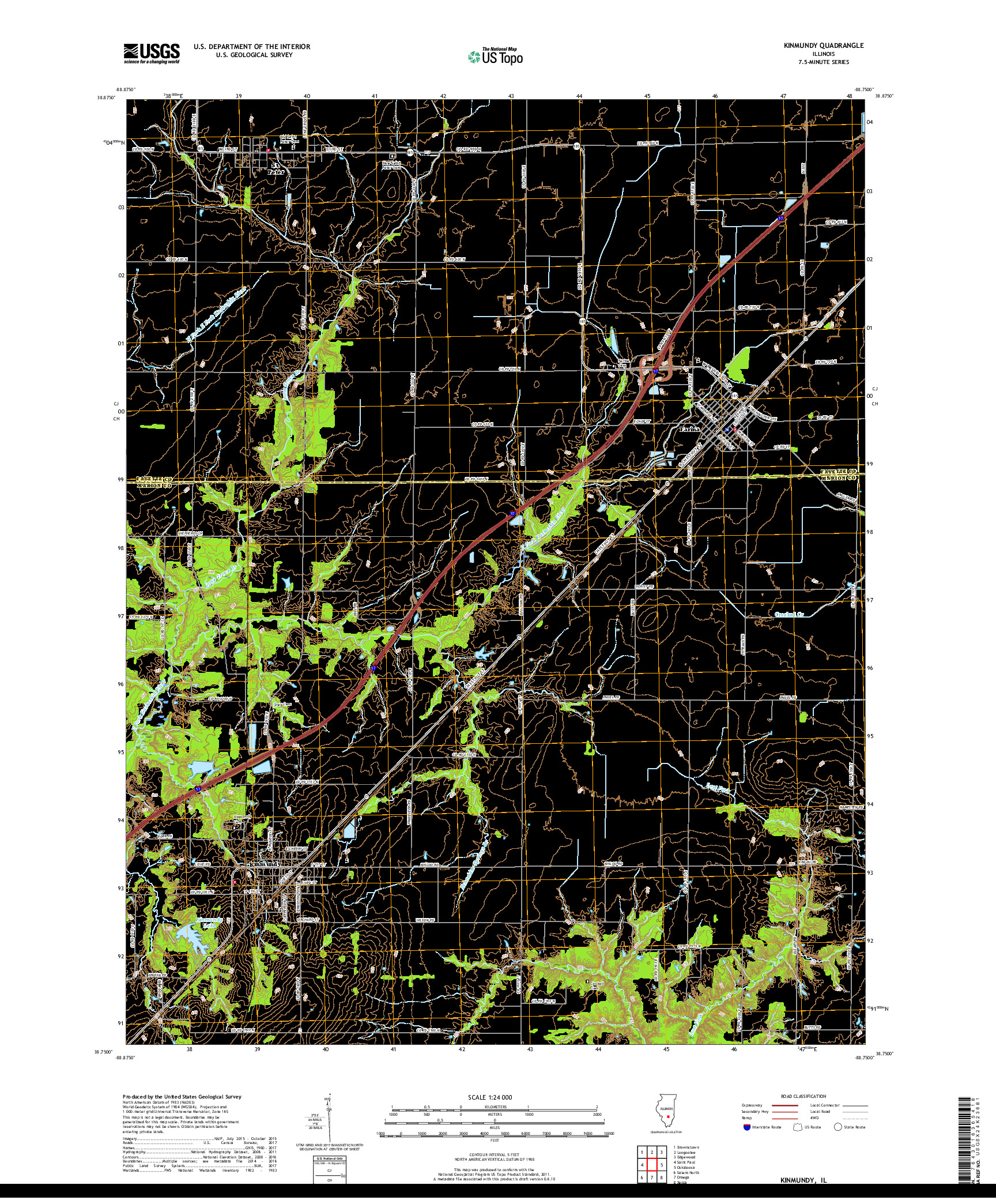 USGS US TOPO 7.5-MINUTE MAP FOR KINMUNDY, IL 2018