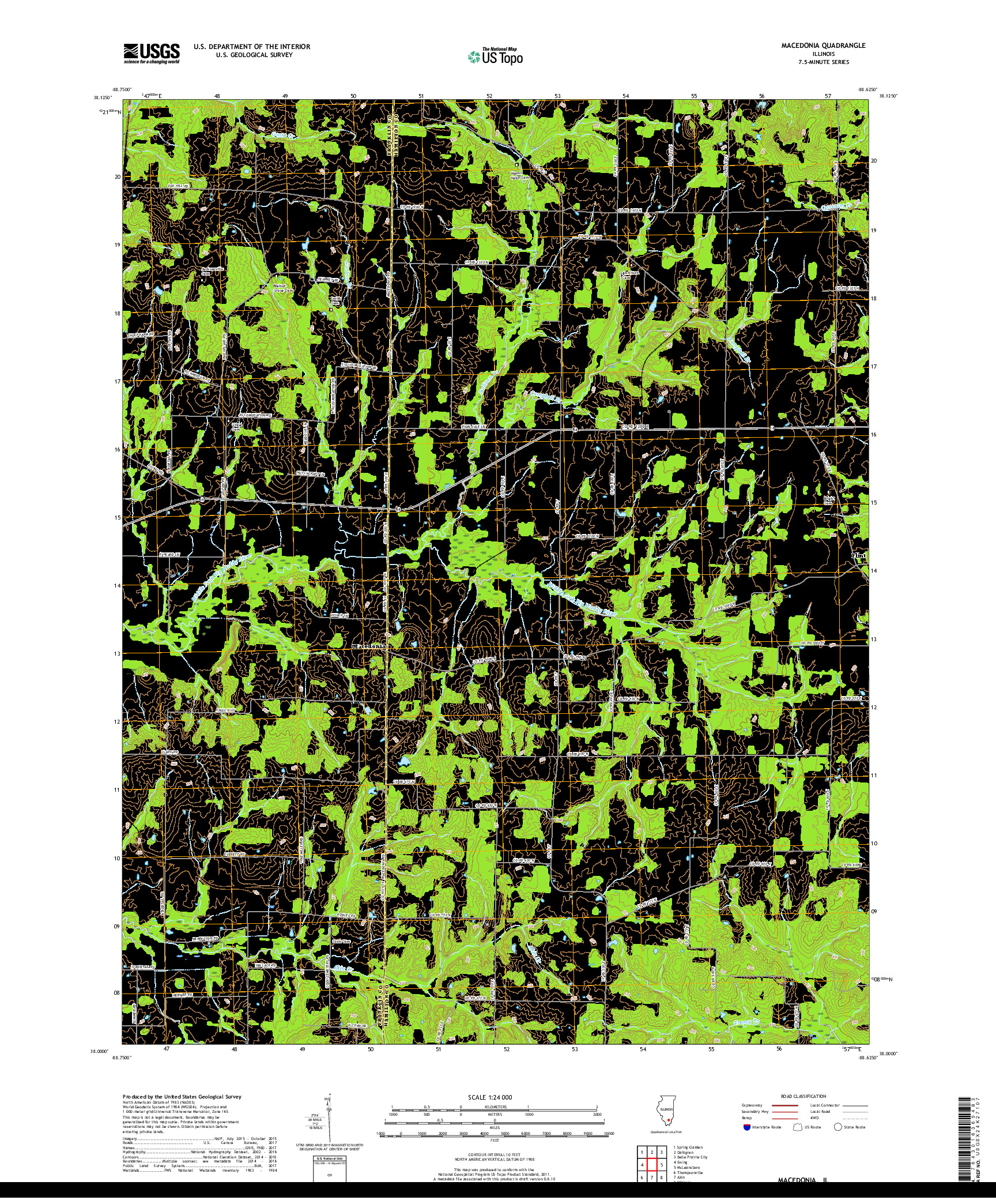 USGS US TOPO 7.5-MINUTE MAP FOR MACEDONIA, IL 2018