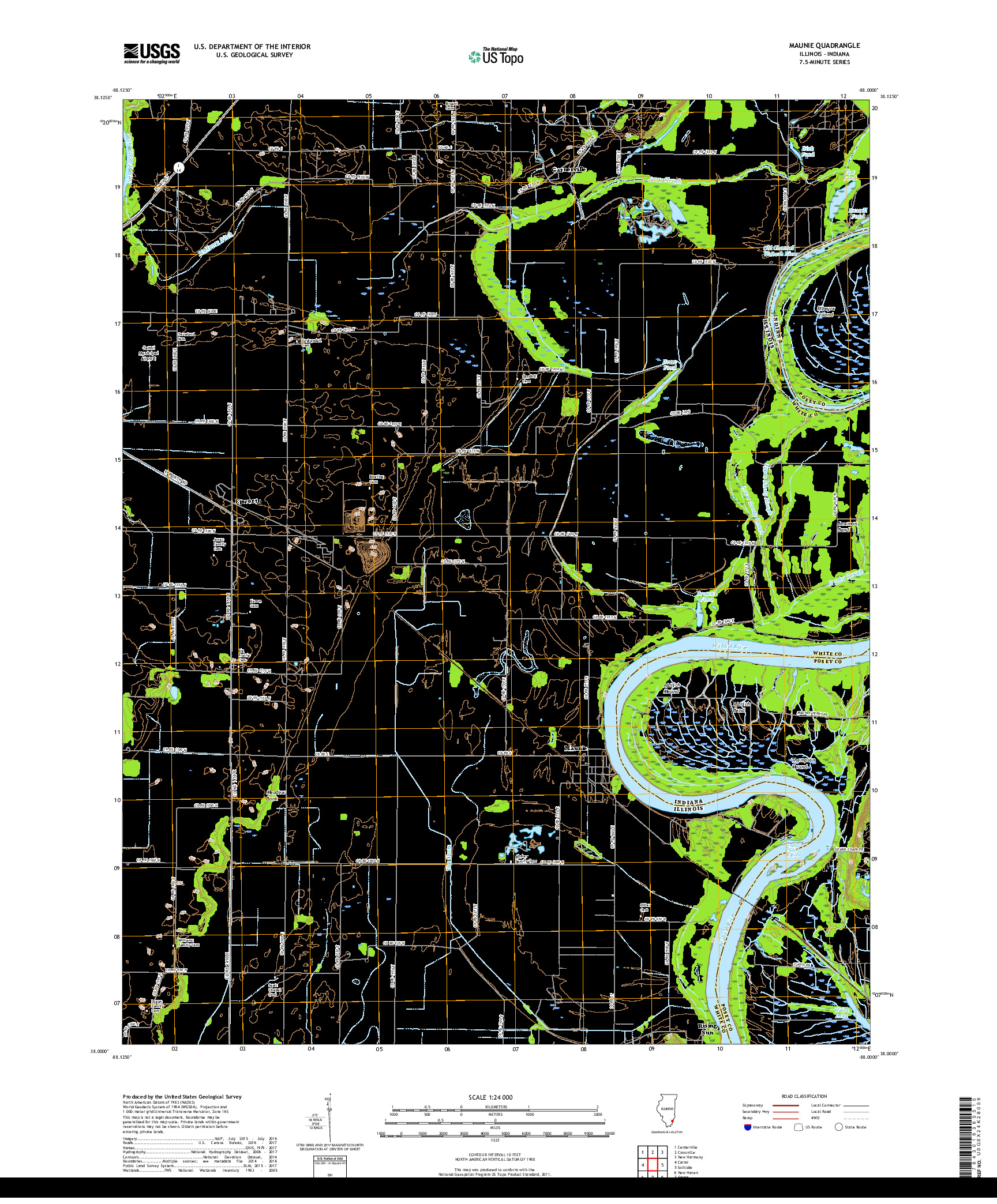 USGS US TOPO 7.5-MINUTE MAP FOR MAUNIE, IL,IN 2018