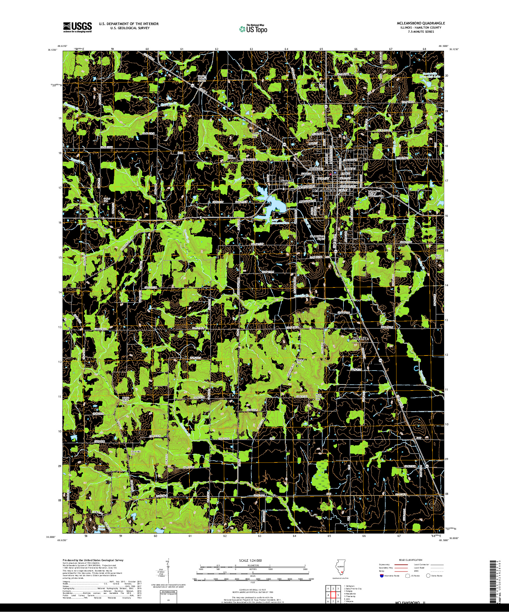 USGS US TOPO 7.5-MINUTE MAP FOR MCLEANSBORO, IL 2018