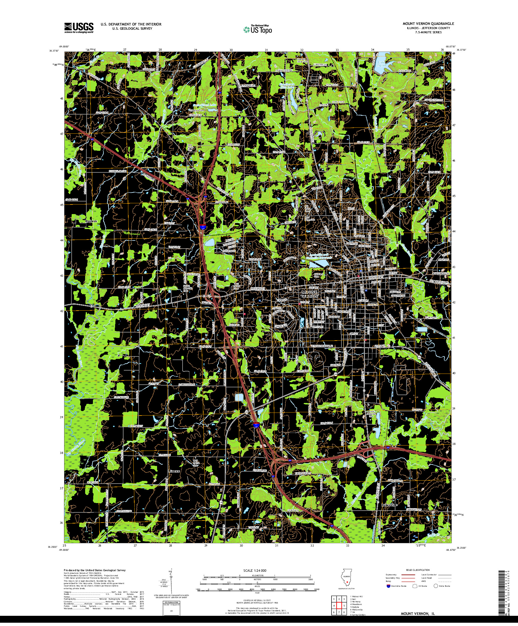 USGS US TOPO 7.5-MINUTE MAP FOR MOUNT VERNON, IL 2018