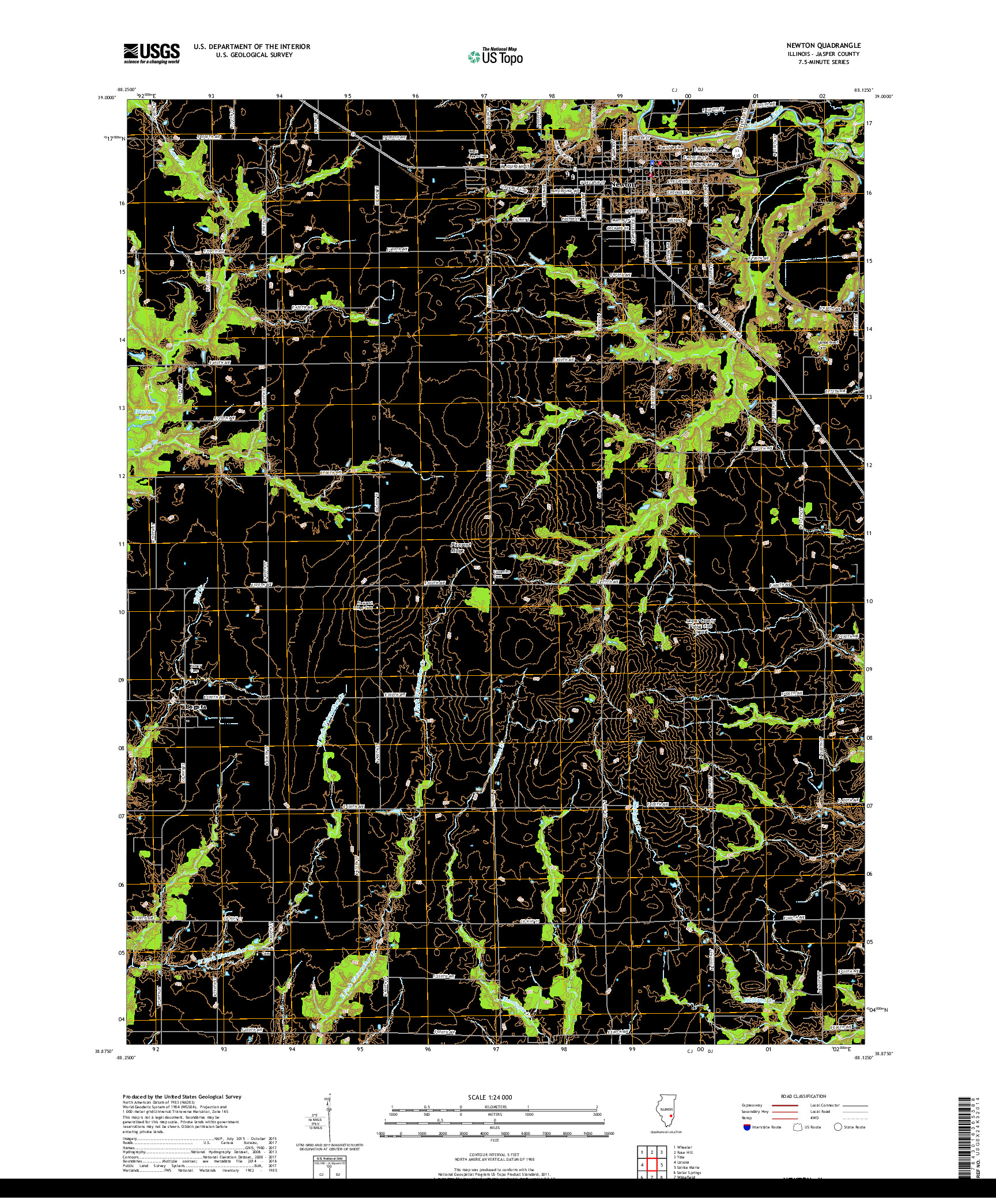 USGS US TOPO 7.5-MINUTE MAP FOR NEWTON, IL 2018