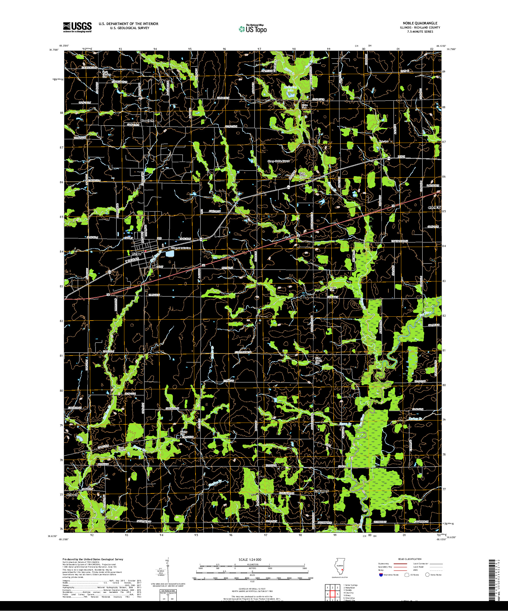 USGS US TOPO 7.5-MINUTE MAP FOR NOBLE, IL 2018