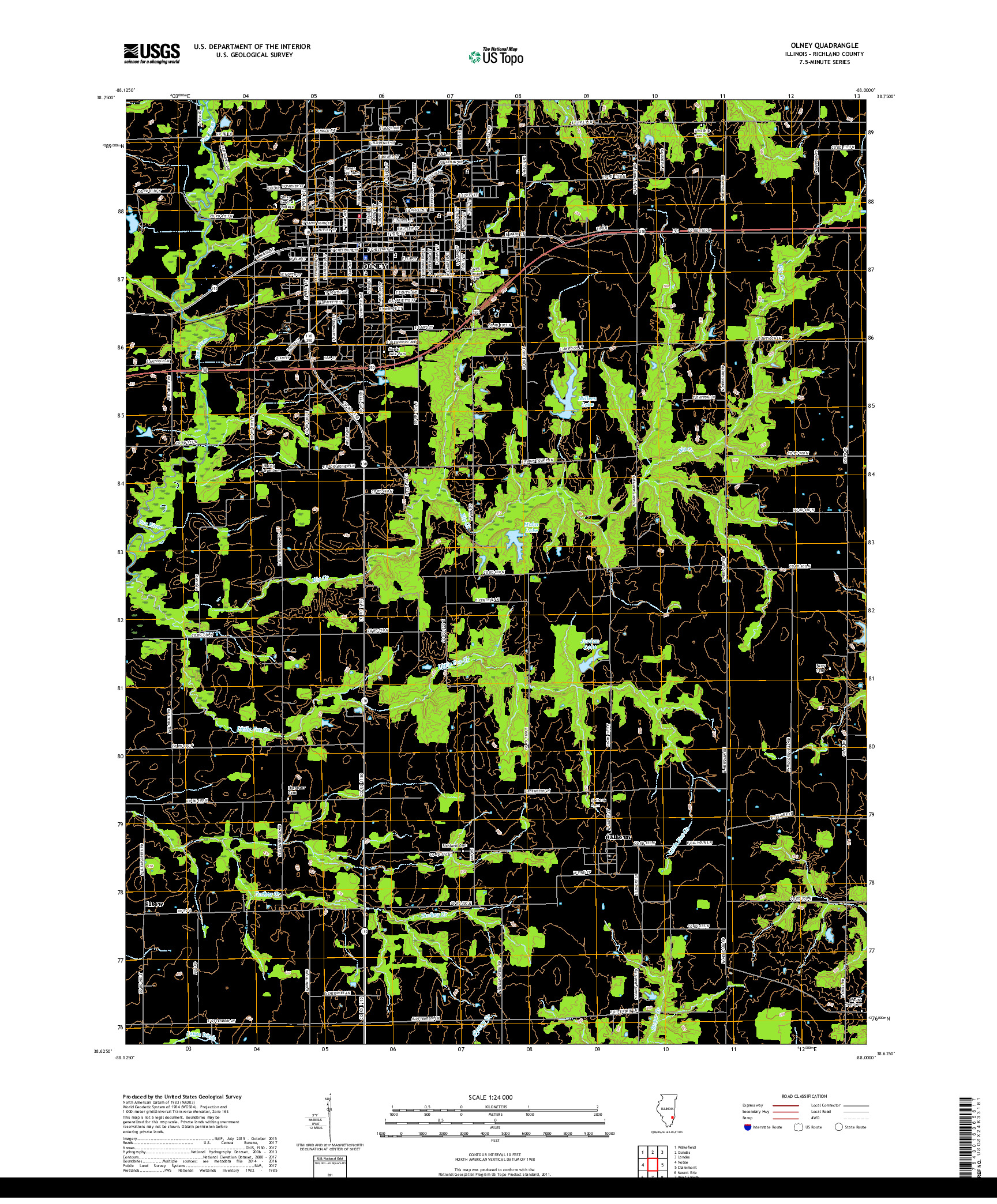 USGS US TOPO 7.5-MINUTE MAP FOR OLNEY, IL 2018