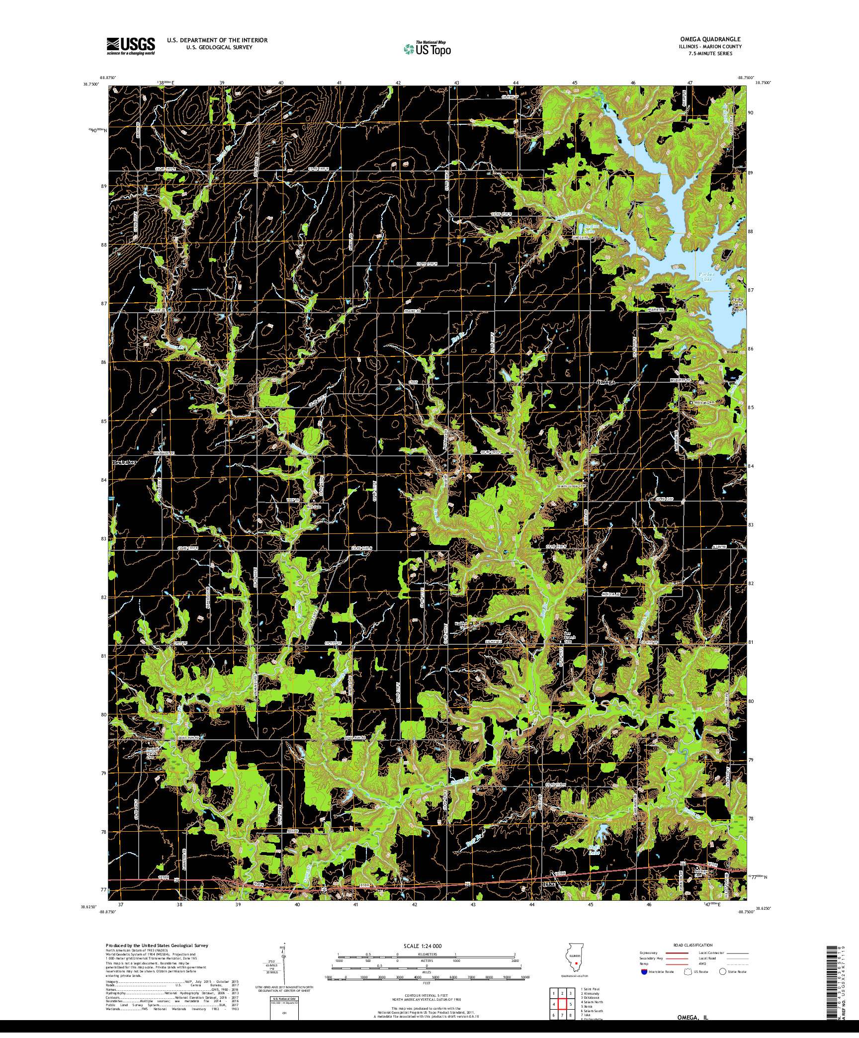 USGS US TOPO 7.5-MINUTE MAP FOR OMEGA, IL 2018