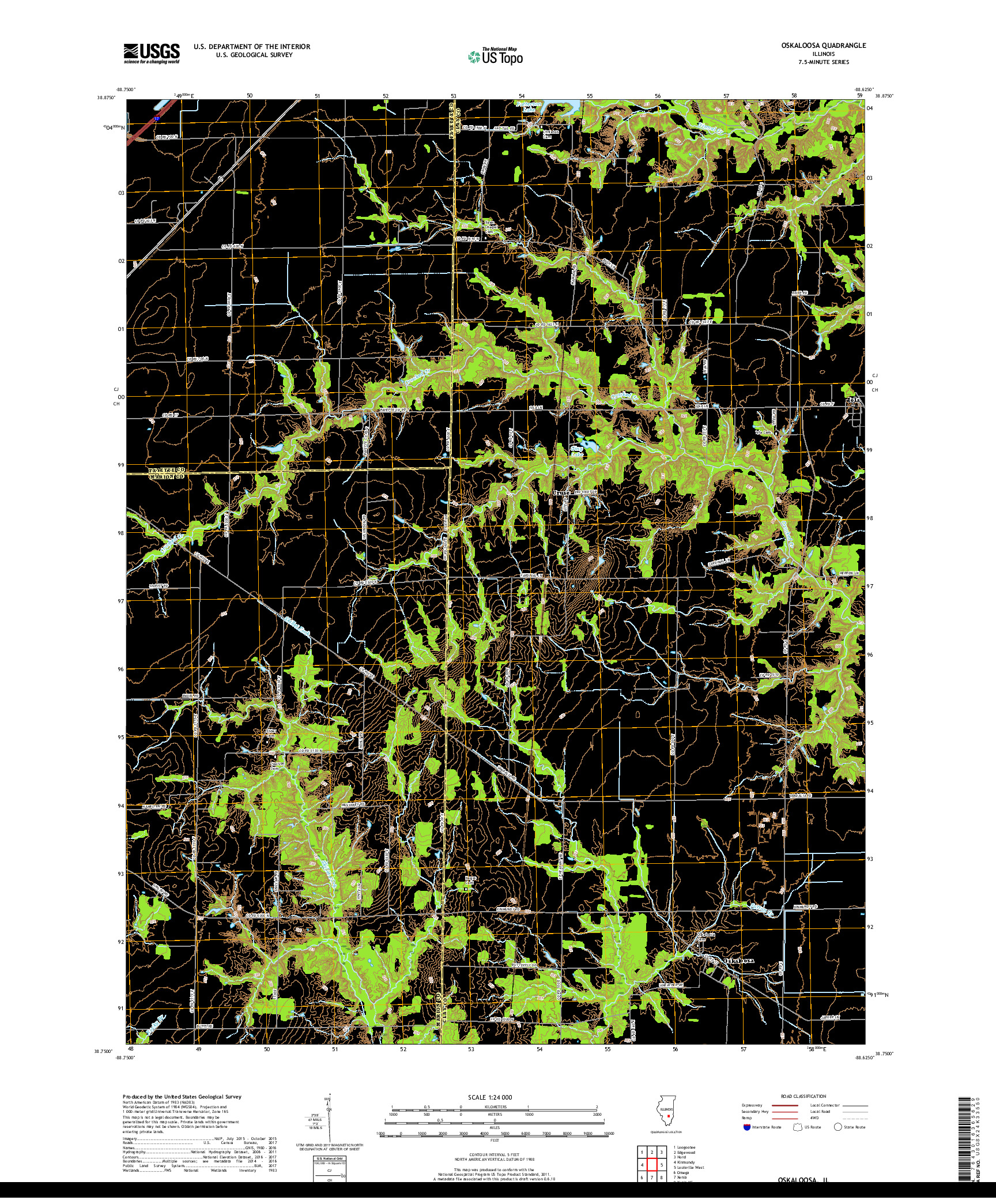 USGS US TOPO 7.5-MINUTE MAP FOR OSKALOOSA, IL 2018