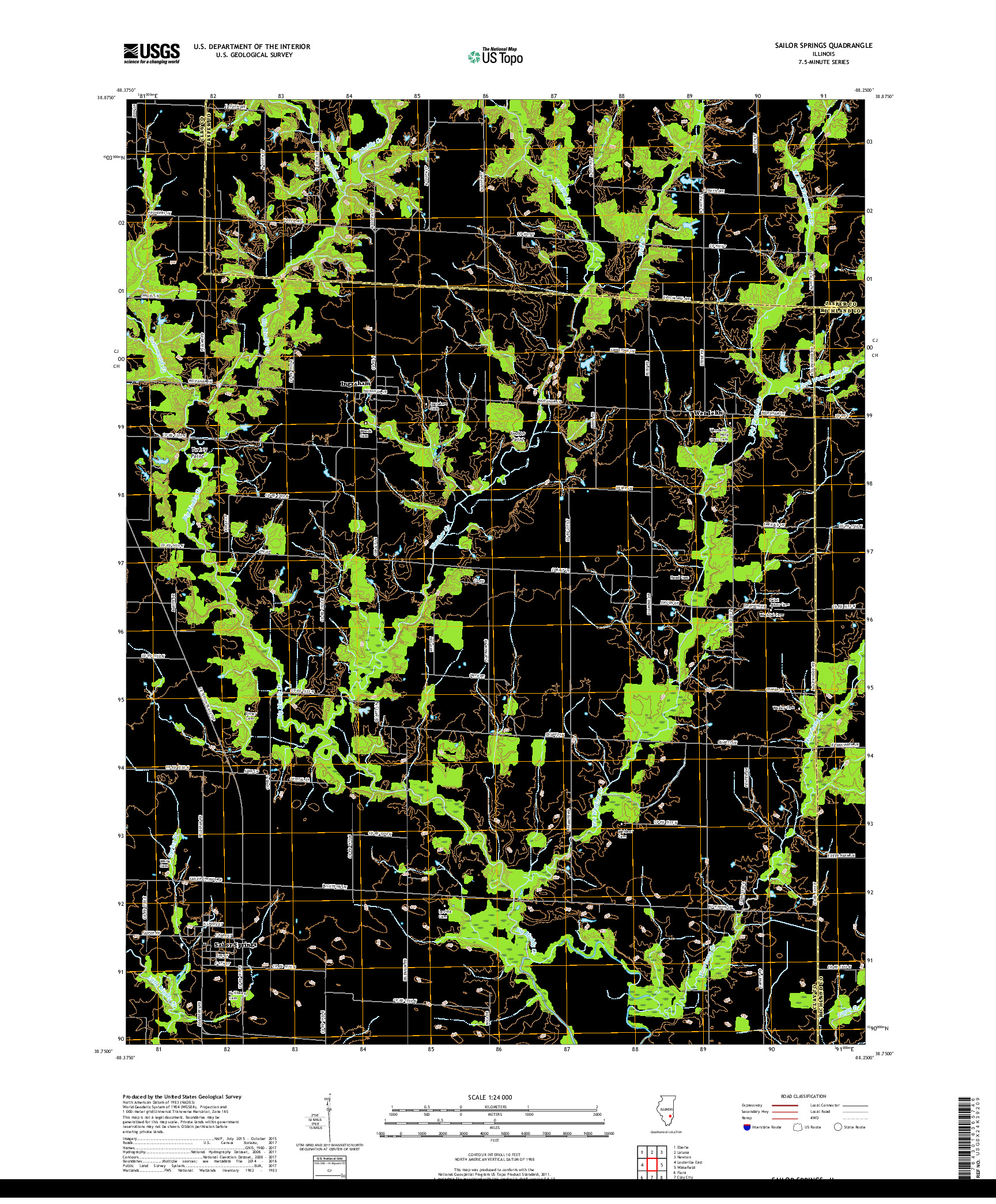 USGS US TOPO 7.5-MINUTE MAP FOR SAILOR SPRINGS, IL 2018