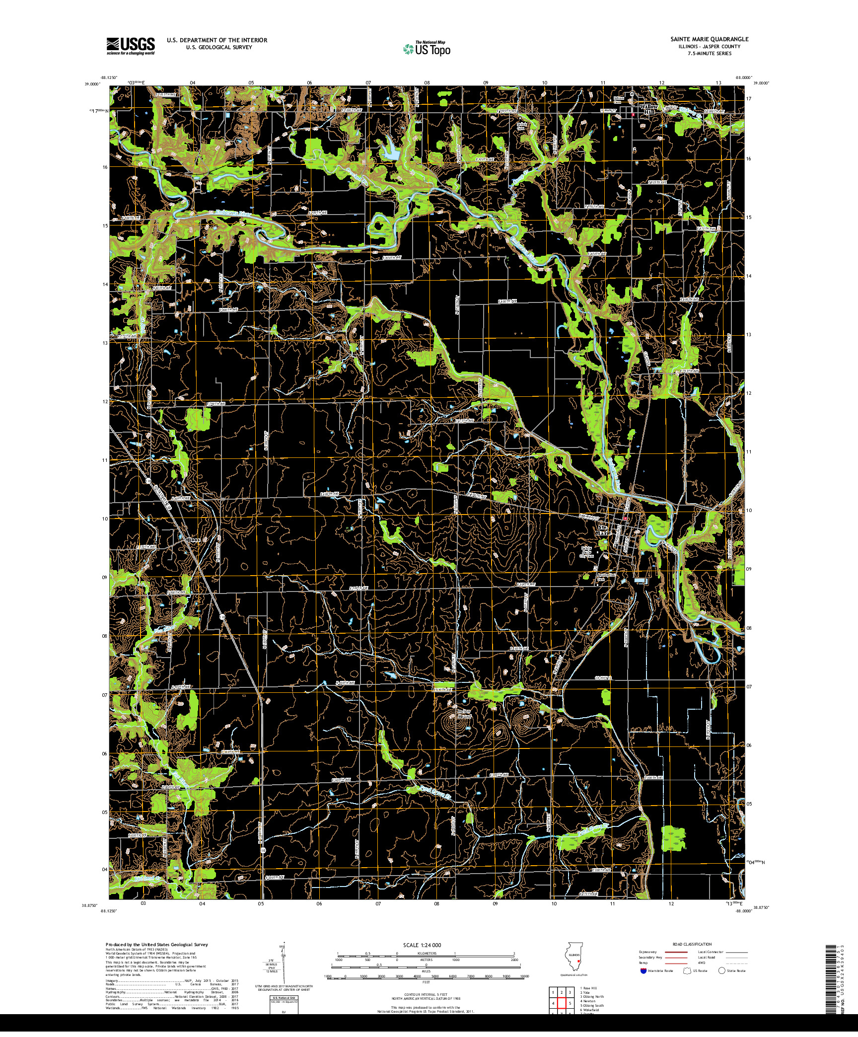 USGS US TOPO 7.5-MINUTE MAP FOR SAINTE MARIE, IL 2018