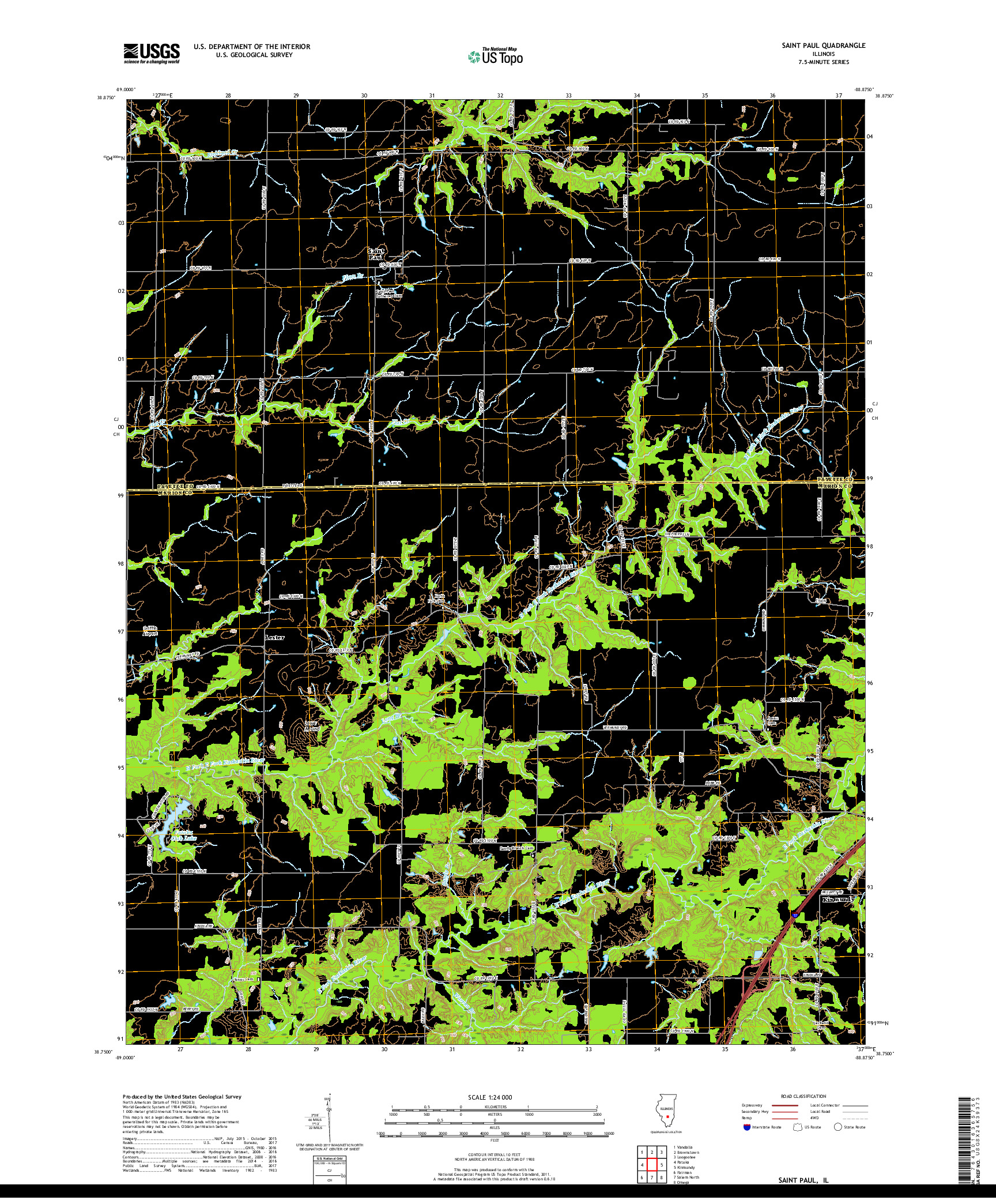 USGS US TOPO 7.5-MINUTE MAP FOR SAINT PAUL, IL 2018