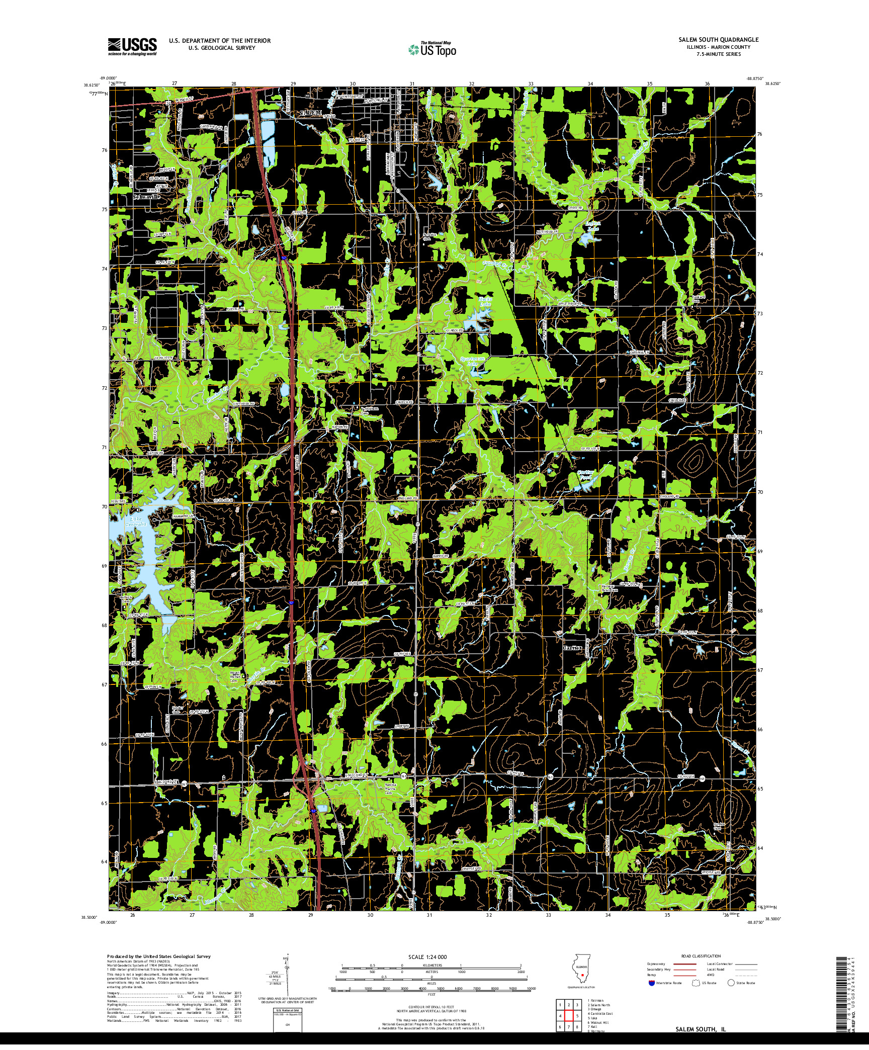 USGS US TOPO 7.5-MINUTE MAP FOR SALEM SOUTH, IL 2018