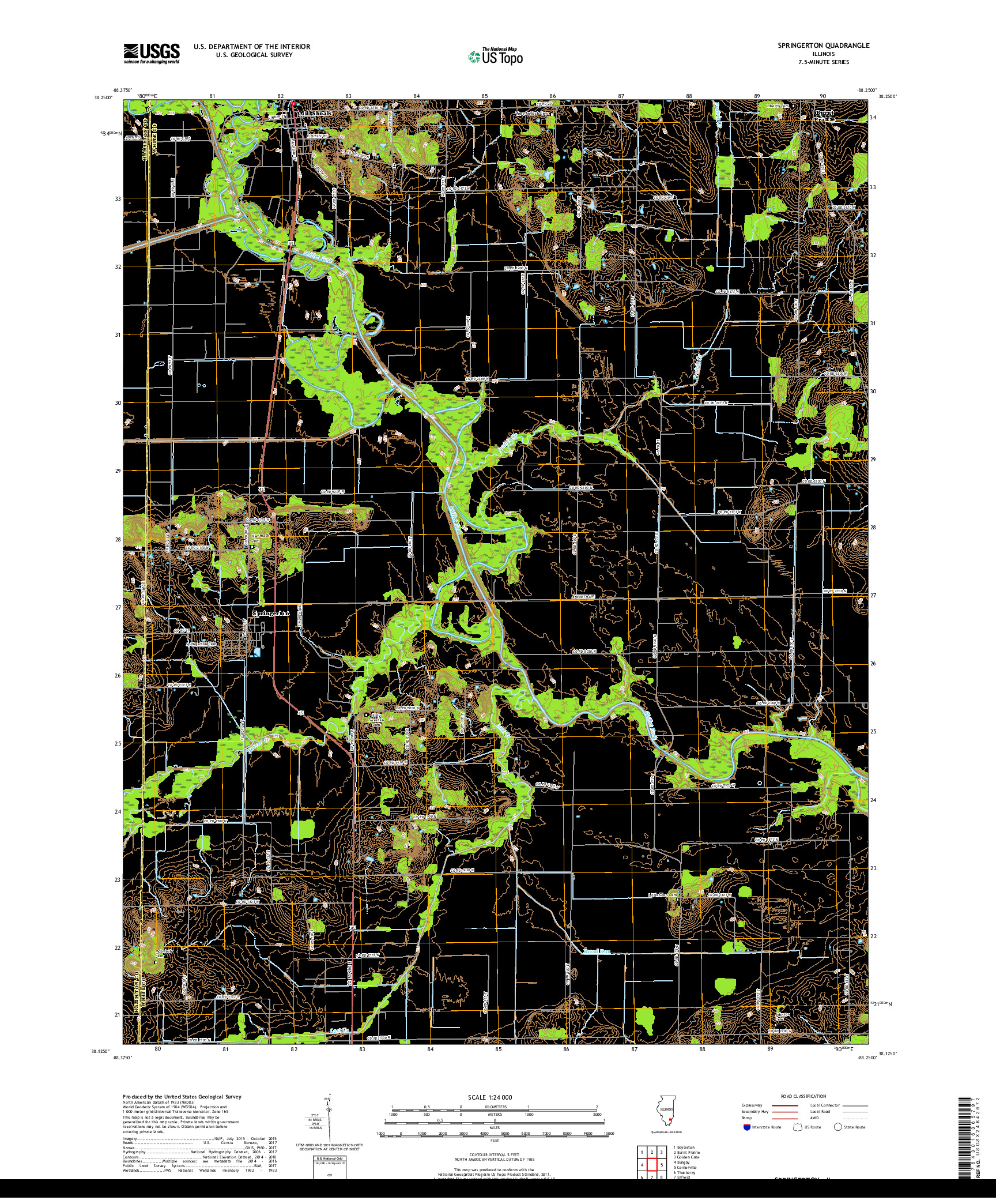 USGS US TOPO 7.5-MINUTE MAP FOR SPRINGERTON, IL 2018