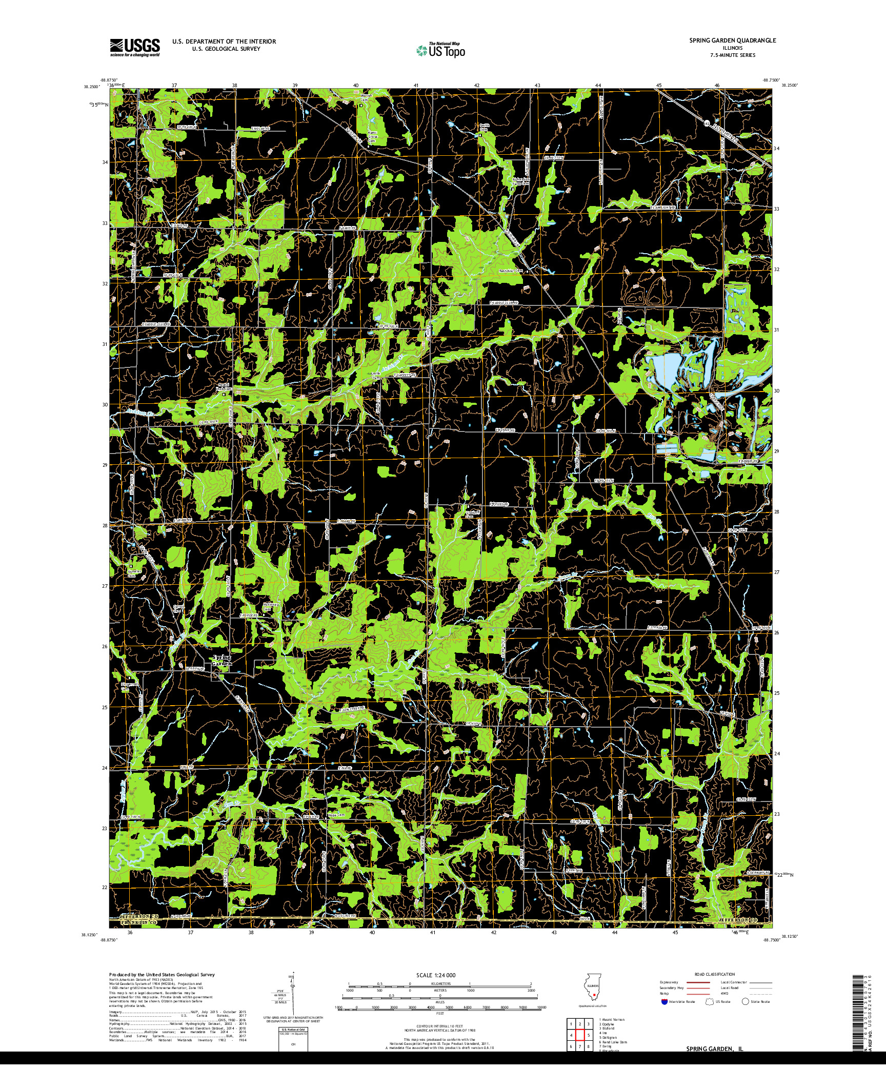 USGS US TOPO 7.5-MINUTE MAP FOR SPRING GARDEN, IL 2018