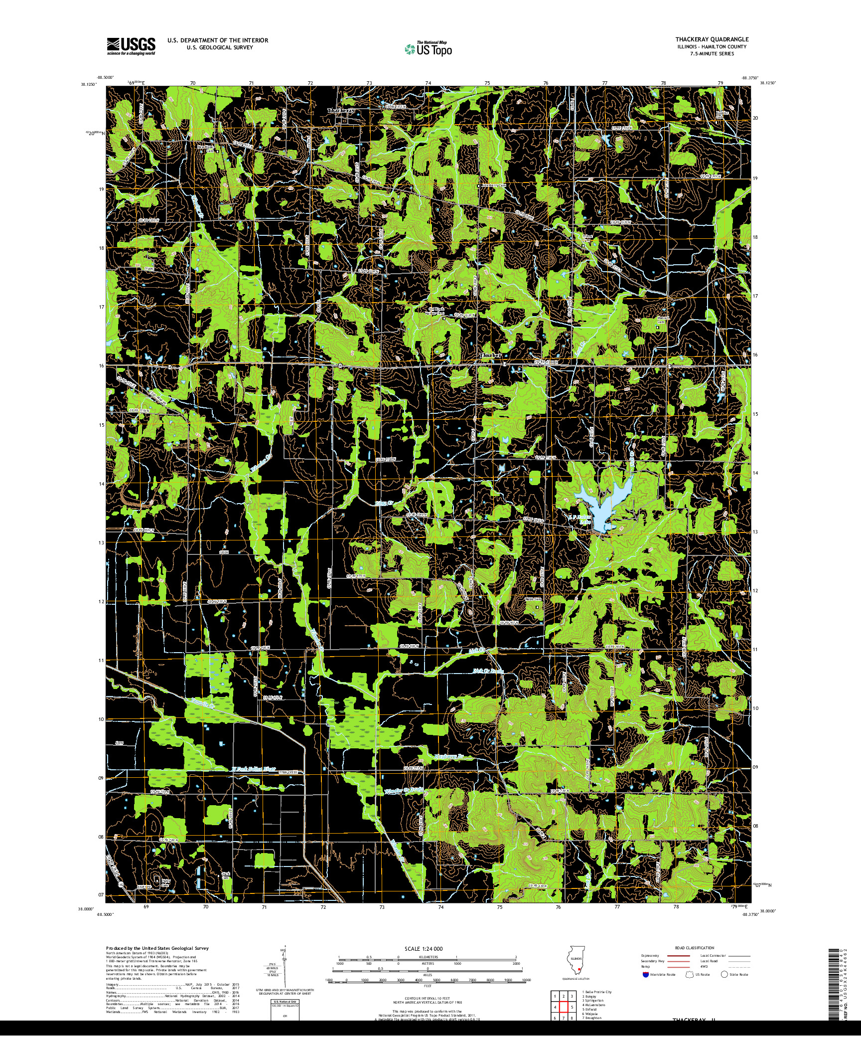 USGS US TOPO 7.5-MINUTE MAP FOR THACKERAY, IL 2018