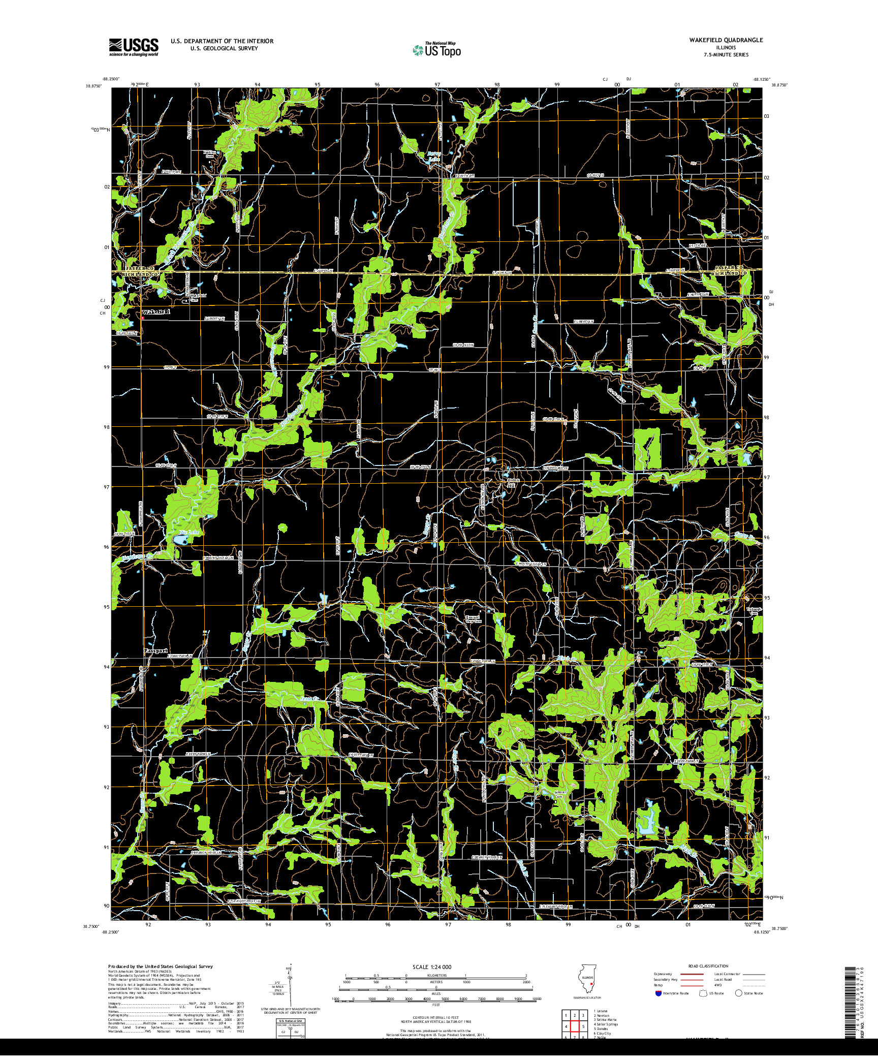 USGS US TOPO 7.5-MINUTE MAP FOR WAKEFIELD, IL 2018