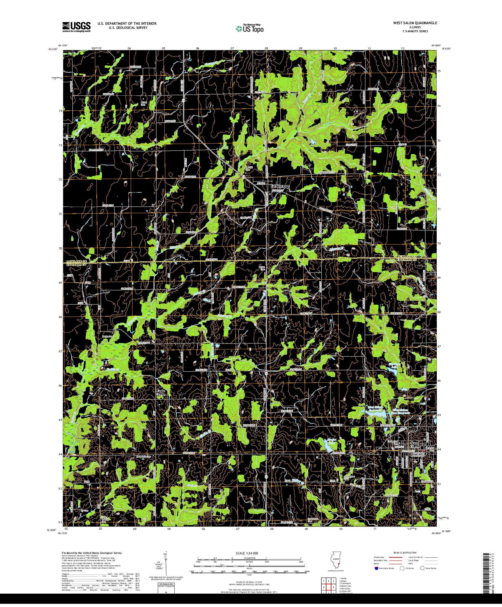 USGS US TOPO 7.5-MINUTE MAP FOR WEST SALEM, IL 2018