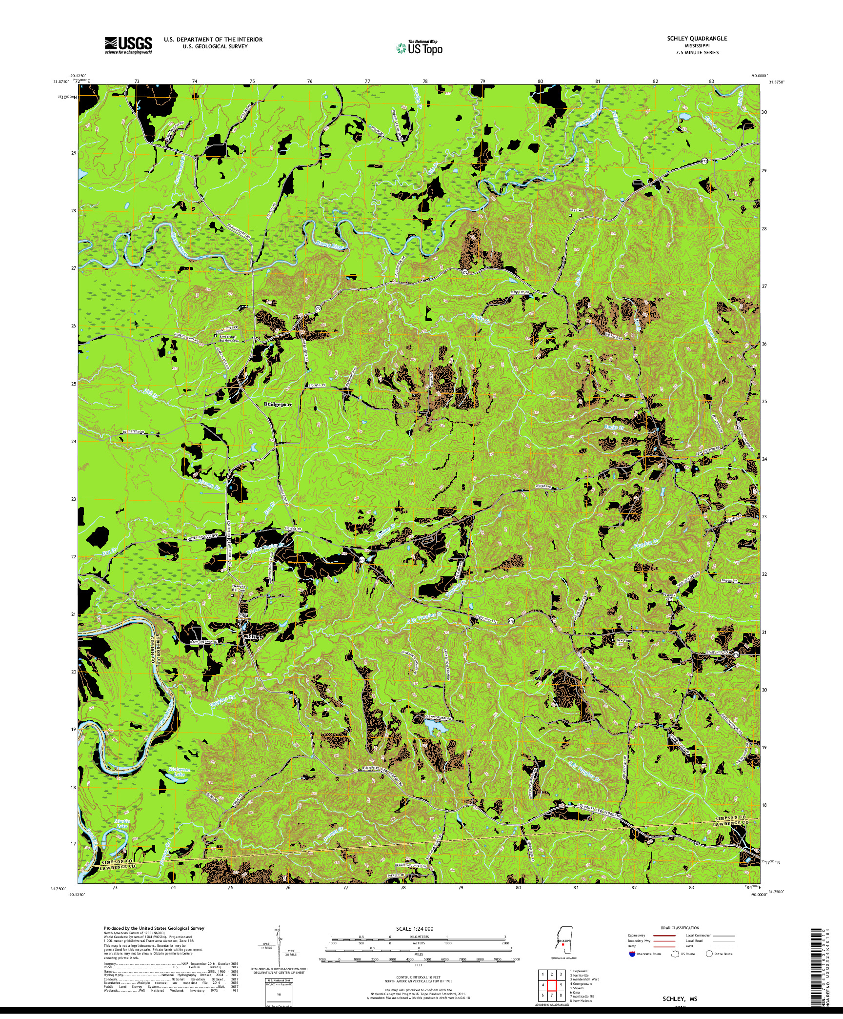 USGS US TOPO 7.5-MINUTE MAP FOR SCHLEY, MS 2018