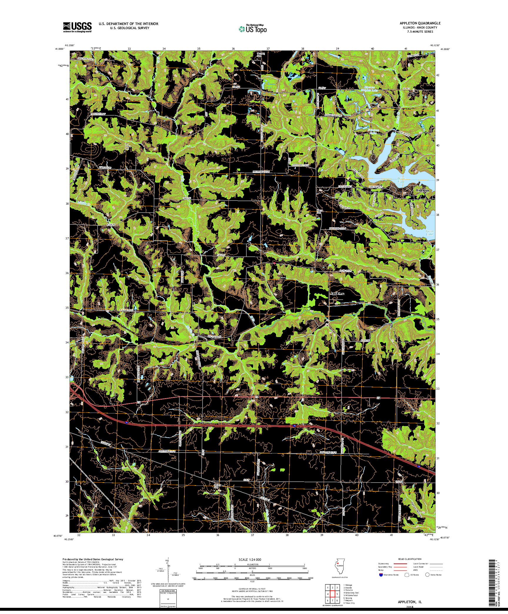 USGS US TOPO 7.5-MINUTE MAP FOR APPLETON, IL 2018