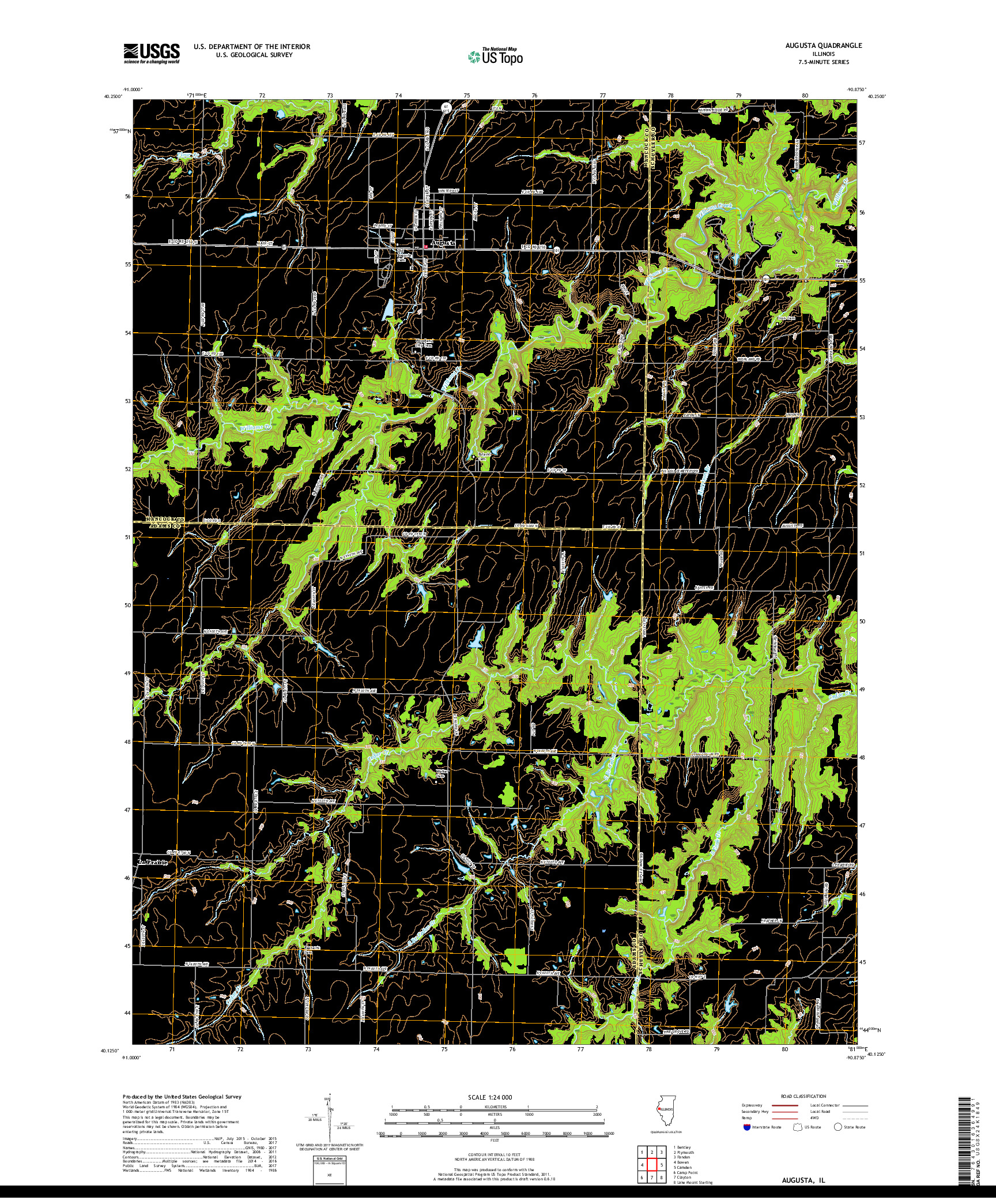 USGS US TOPO 7.5-MINUTE MAP FOR AUGUSTA, IL 2018