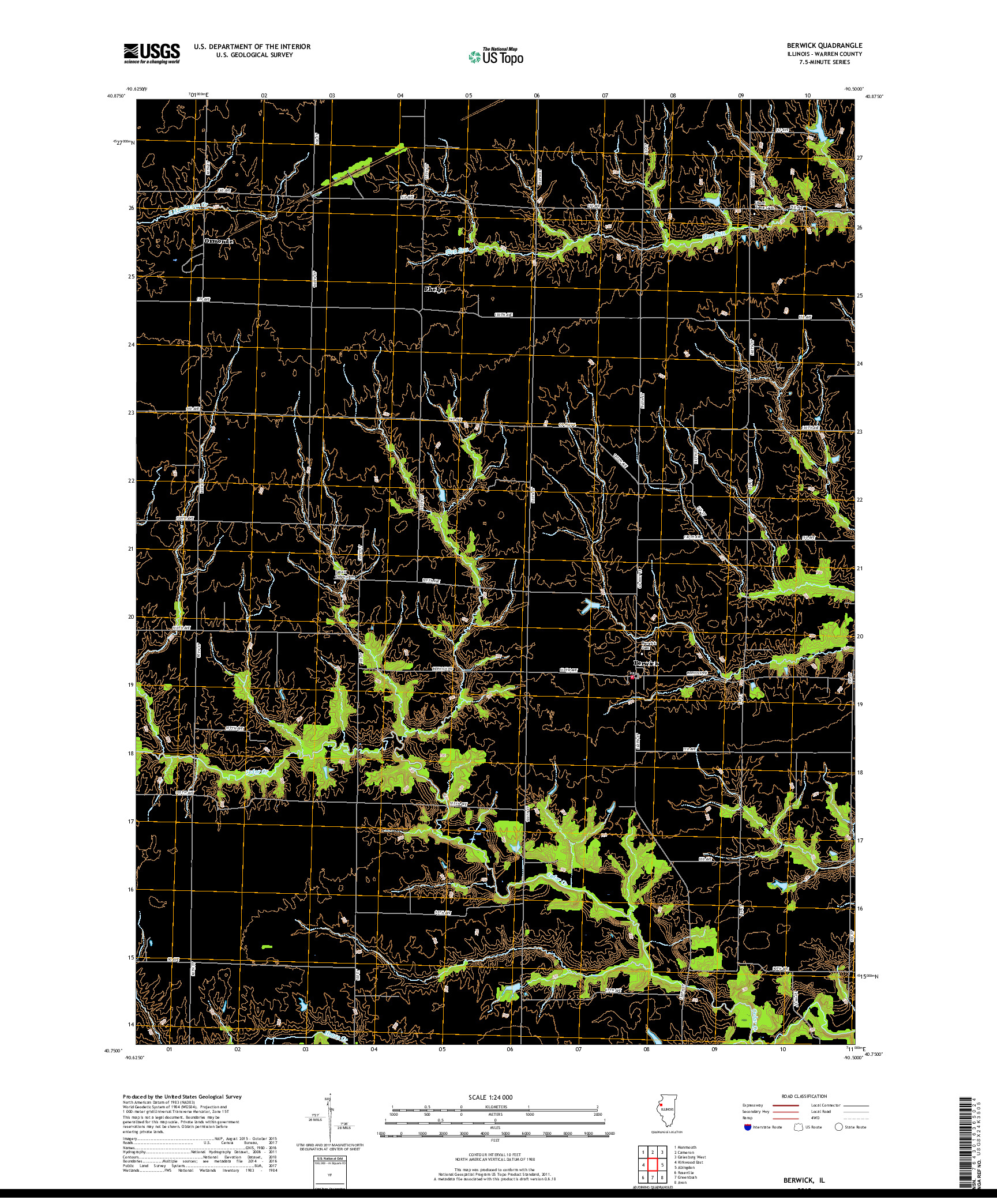 USGS US TOPO 7.5-MINUTE MAP FOR BERWICK, IL 2018