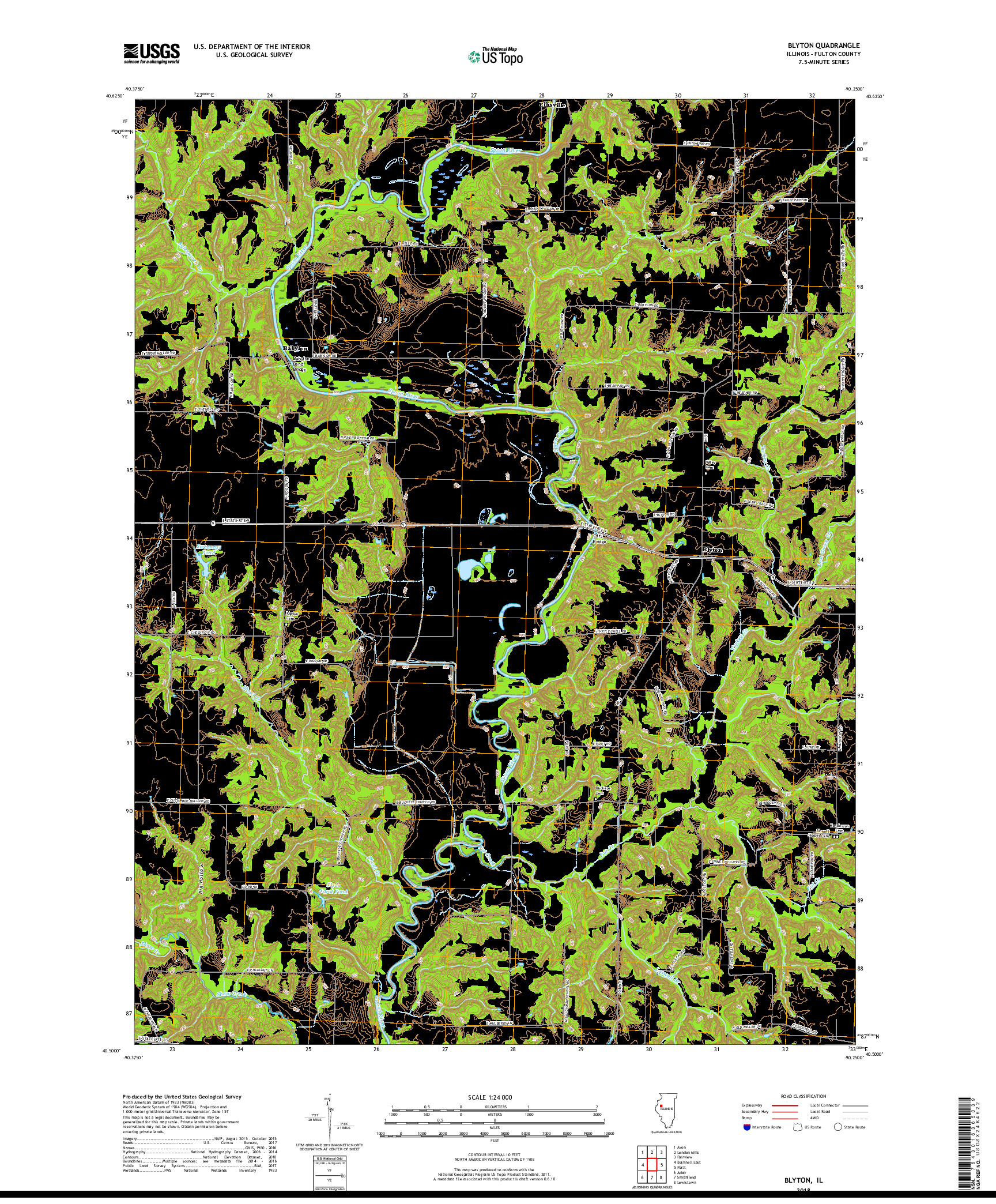 USGS US TOPO 7.5-MINUTE MAP FOR BLYTON, IL 2018