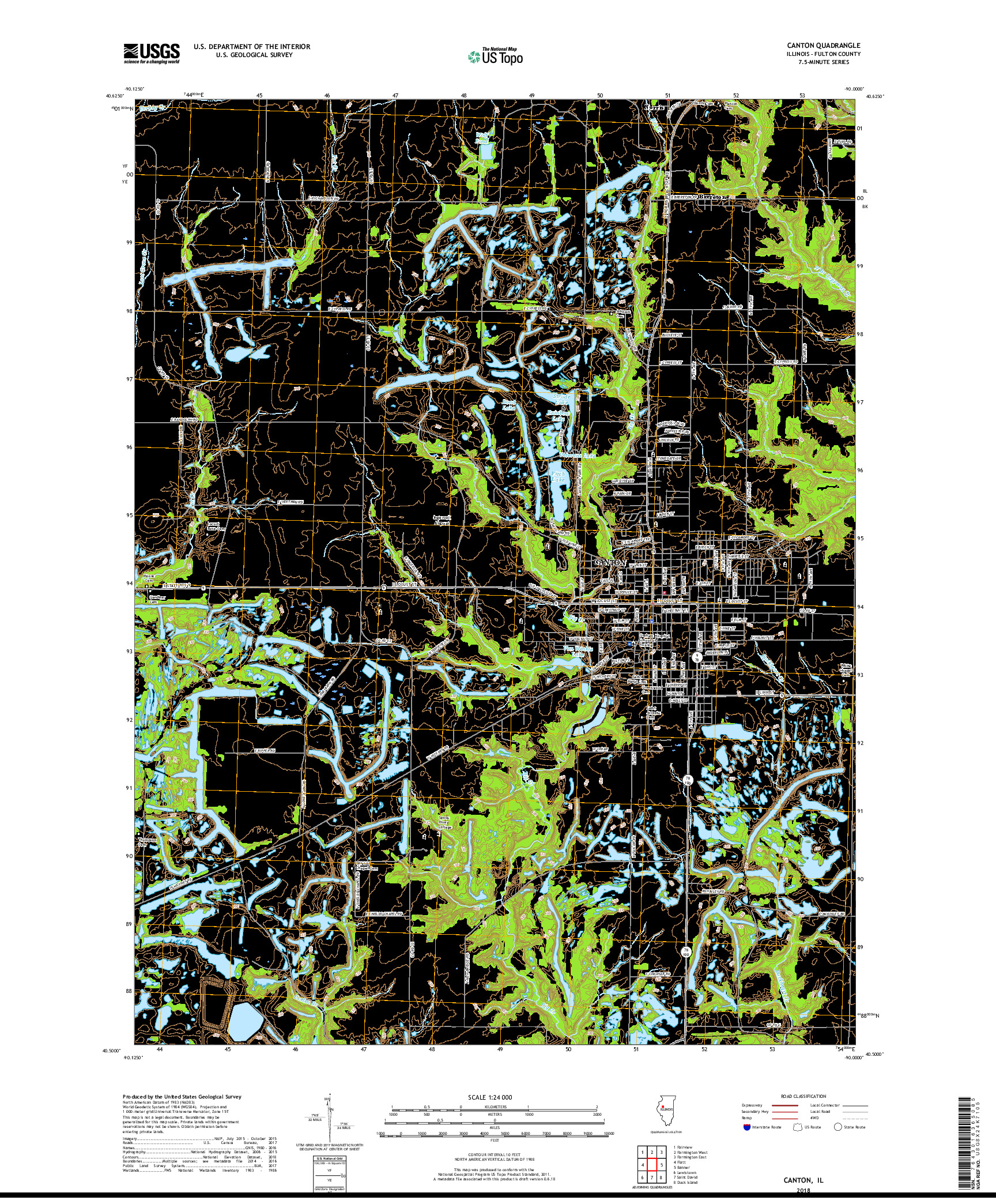 USGS US TOPO 7.5-MINUTE MAP FOR CANTON, IL 2018