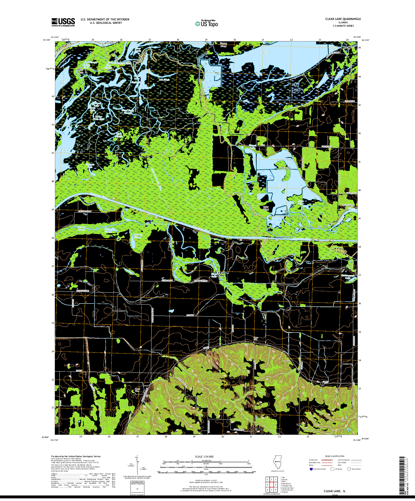 USGS US TOPO 7.5-MINUTE MAP FOR CLEAR LAKE, IL 2018